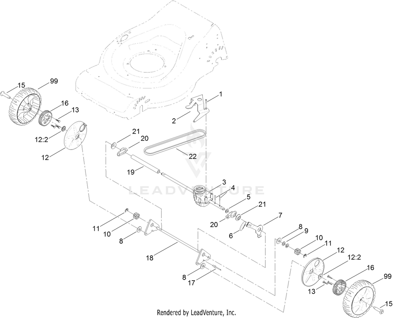 Transmission and Rear Wheel Drive Assembly
