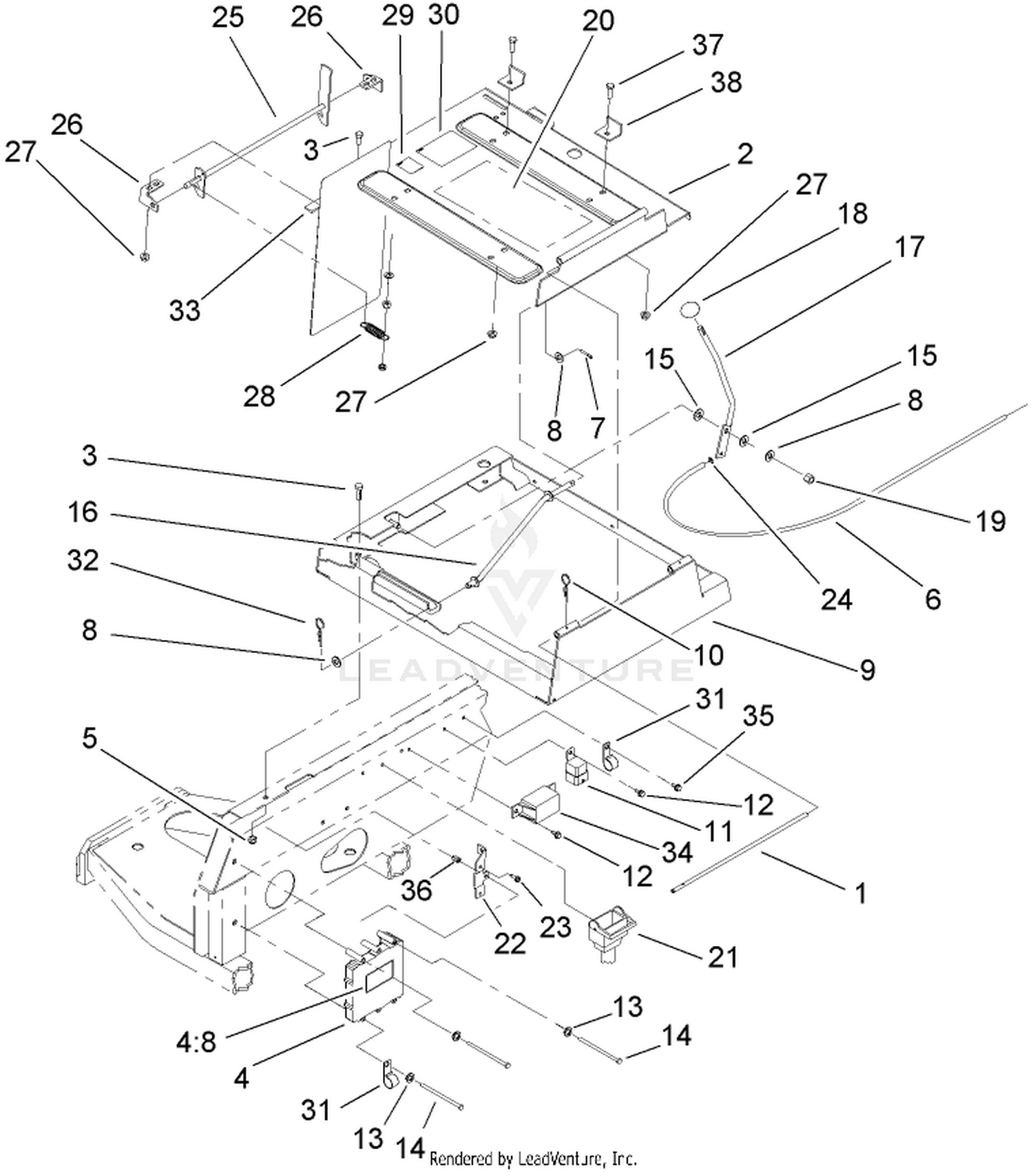Seat Frame and Throttle Assembly