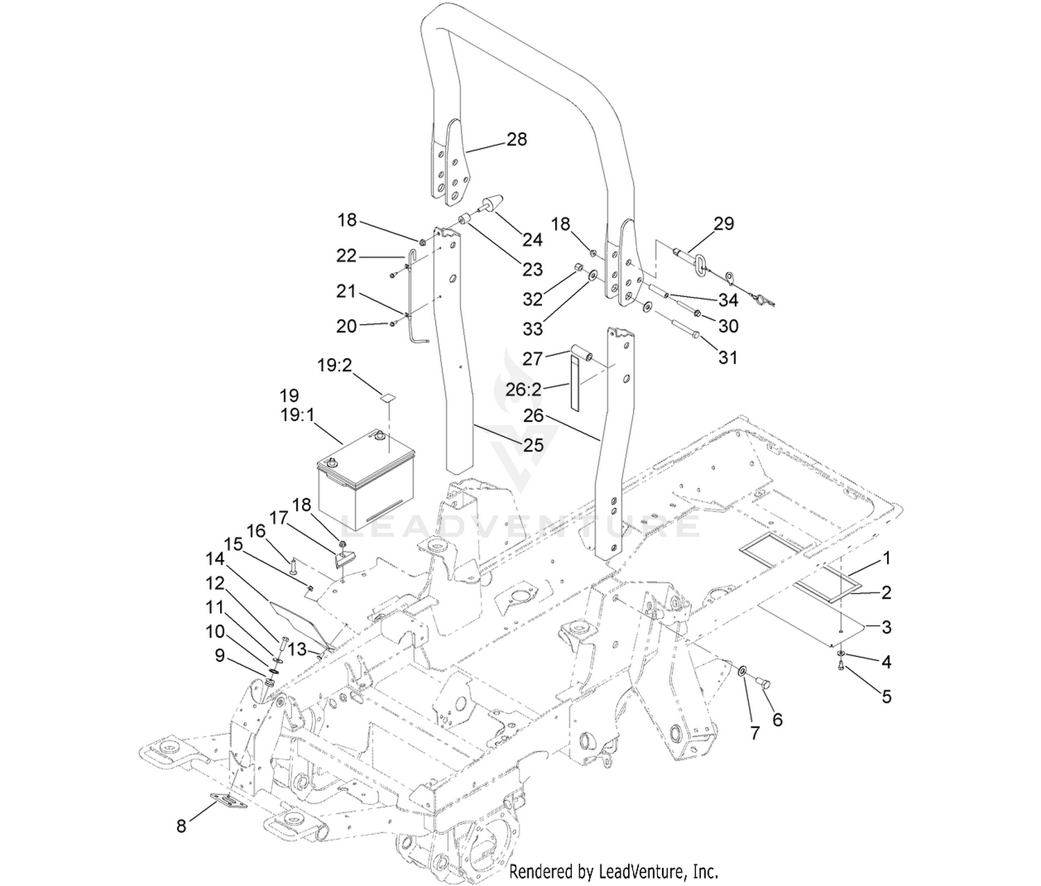 Roll-Over Protection System, Rear Cover and Battery Assembly