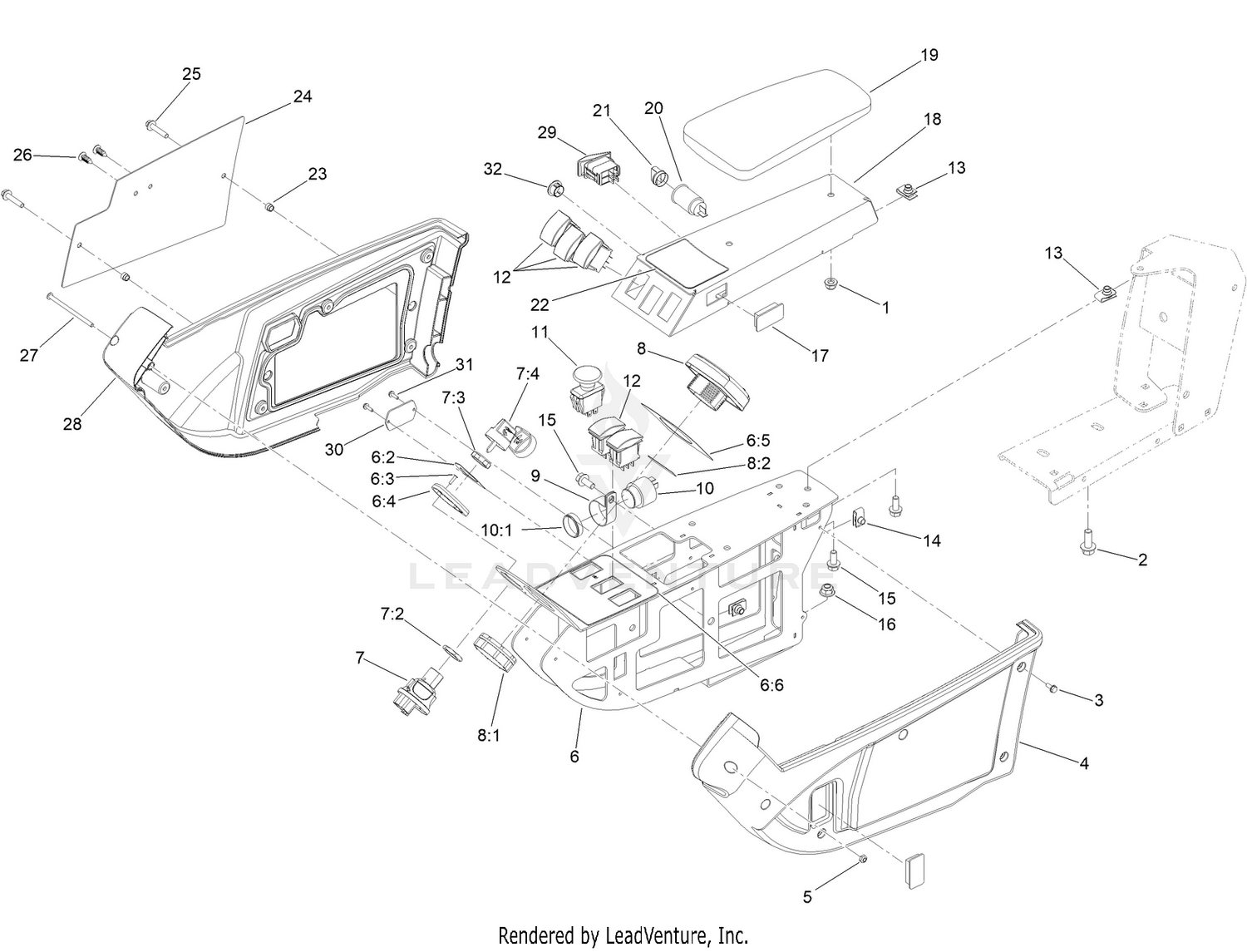Armrest Control Panel Assembly