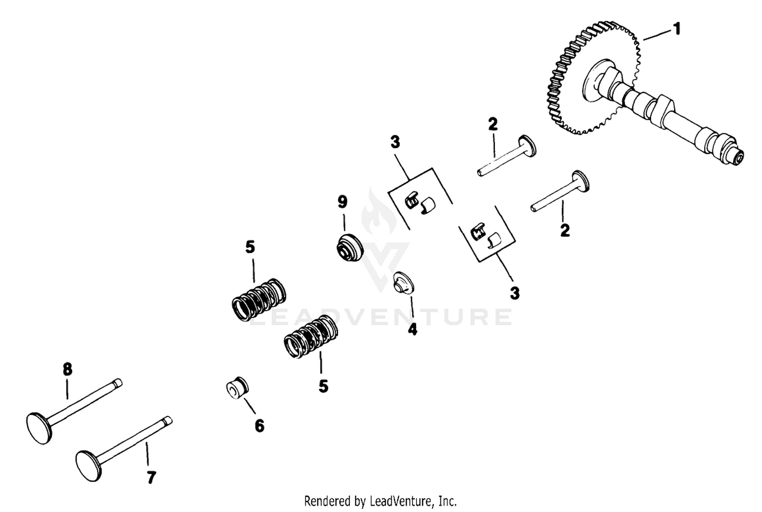 Camshaft  Valves Engine Kohler Model No. M18qs-24615 (continued)