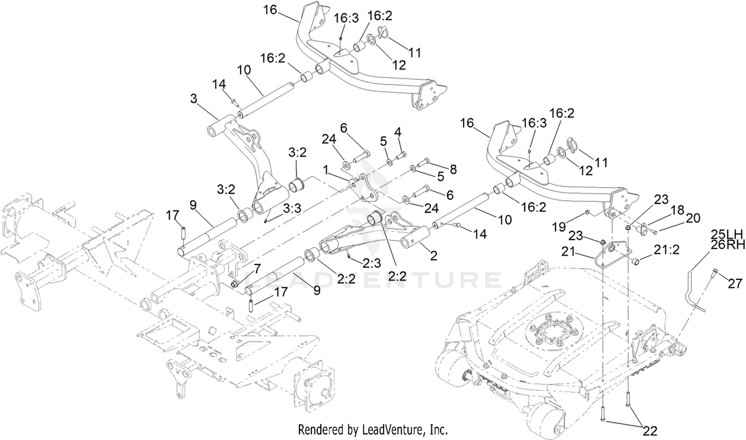 No. 2 and 3 Lift Arm and Deck Assembly