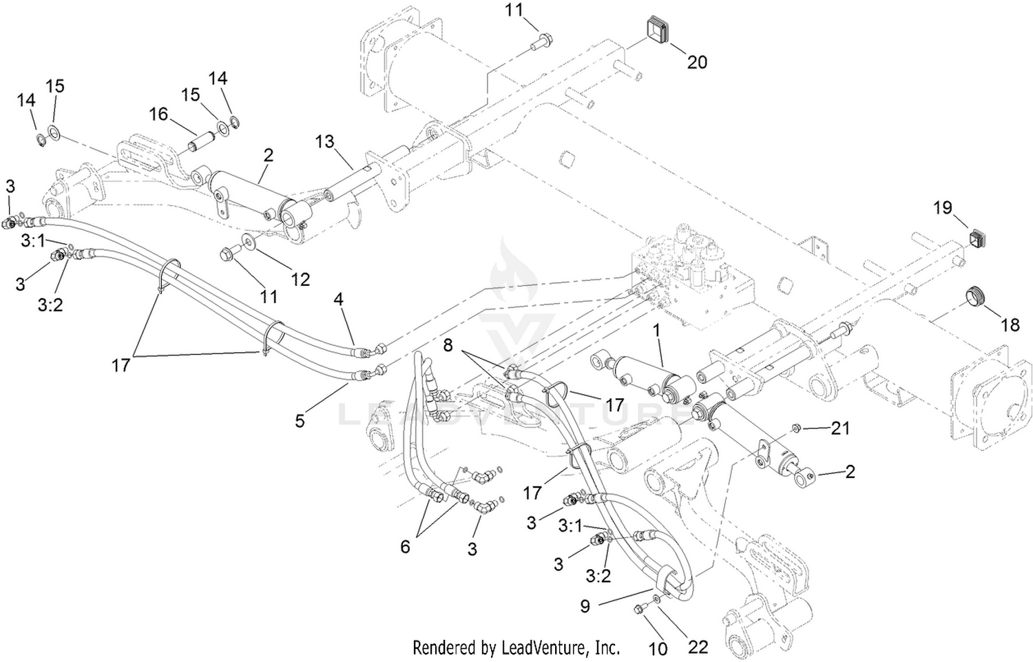 Front Lift Cylinder and Plumbing Assembly