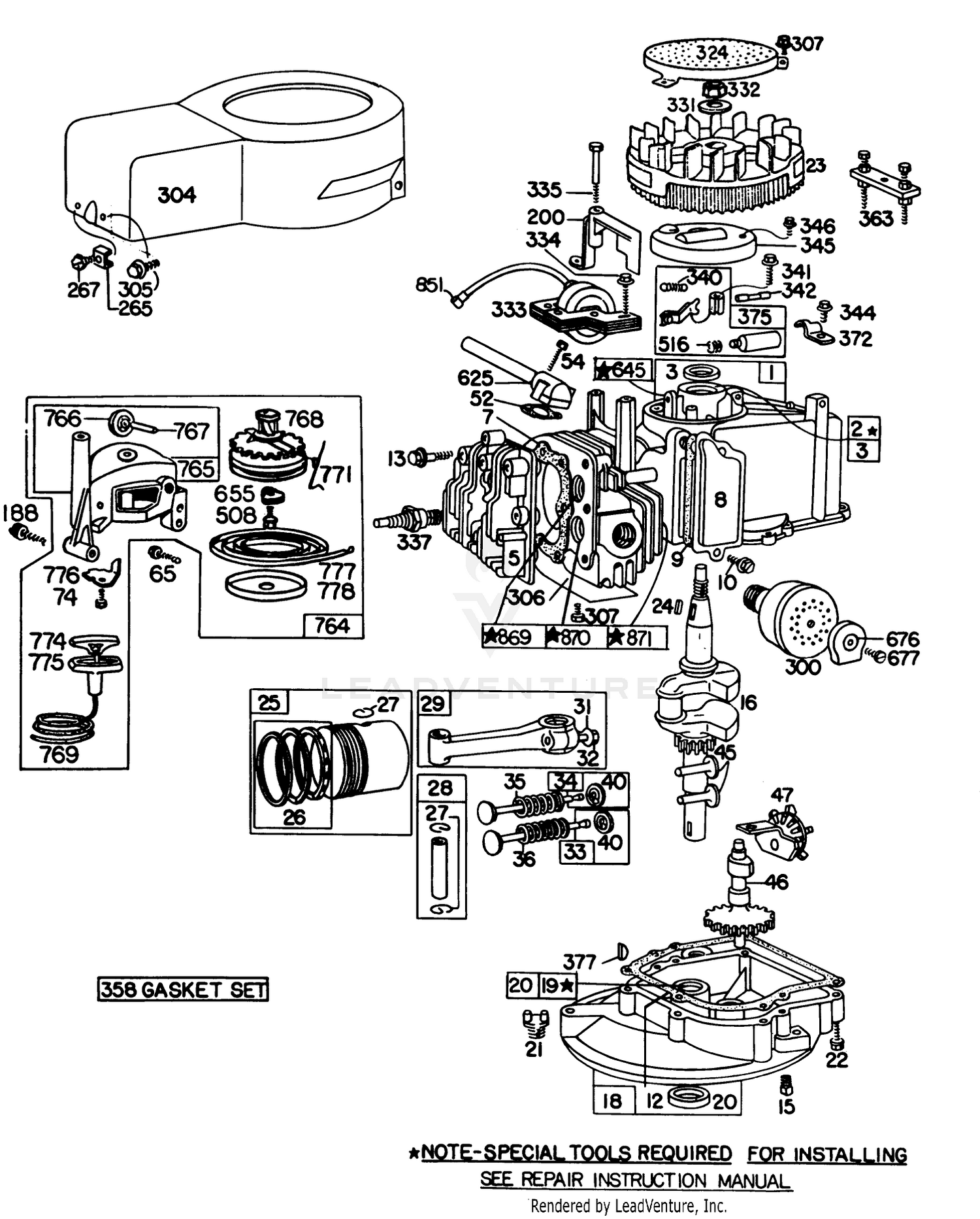 Engine Briggs  Stratton Model No. 92908-2054-02