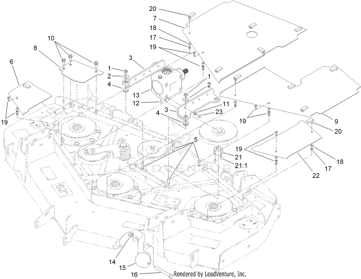 Deck Cover and Gearbox Assembly