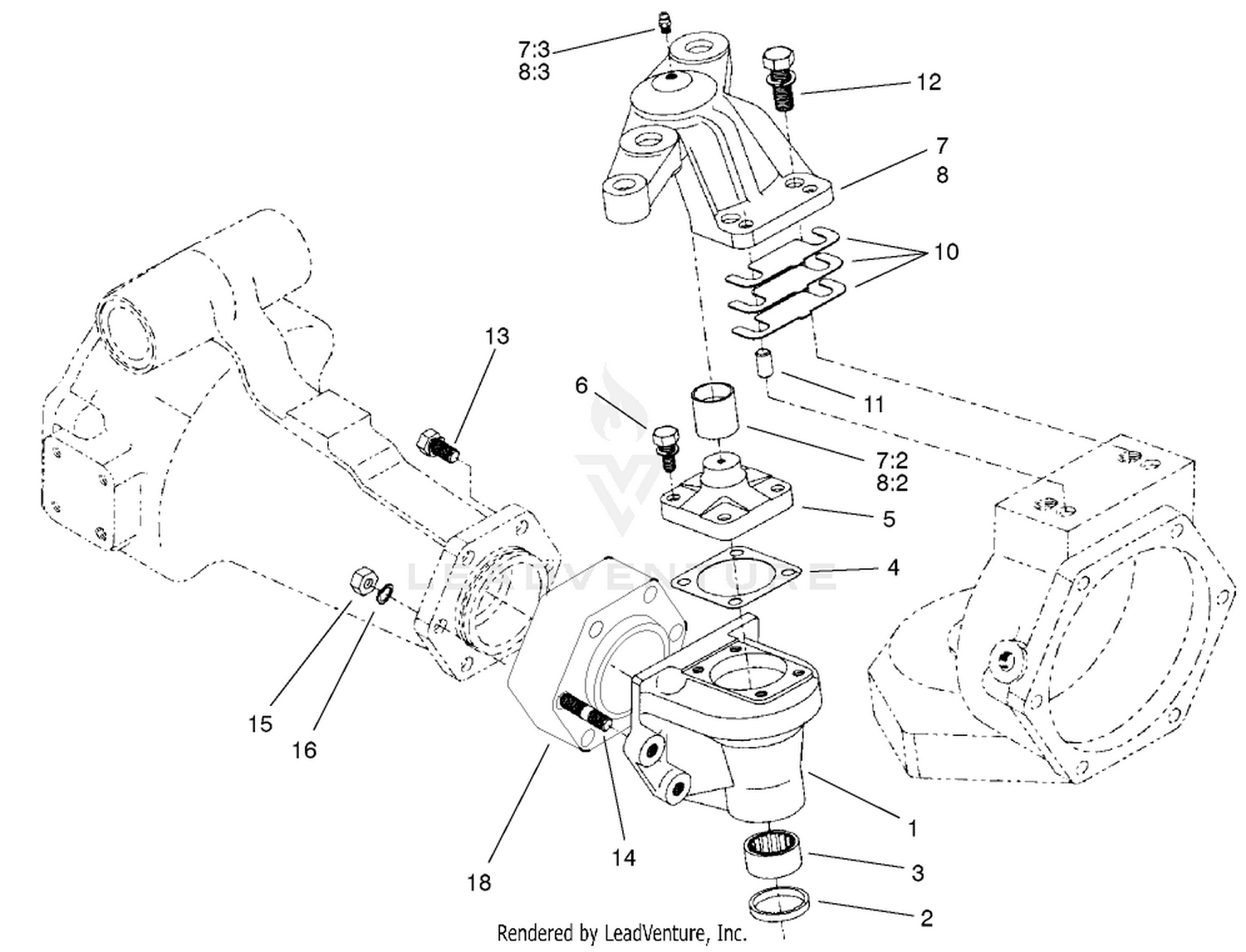 Rear Axle Assembly No. 98-3925 (continued) Bevel Gear Case Assembly