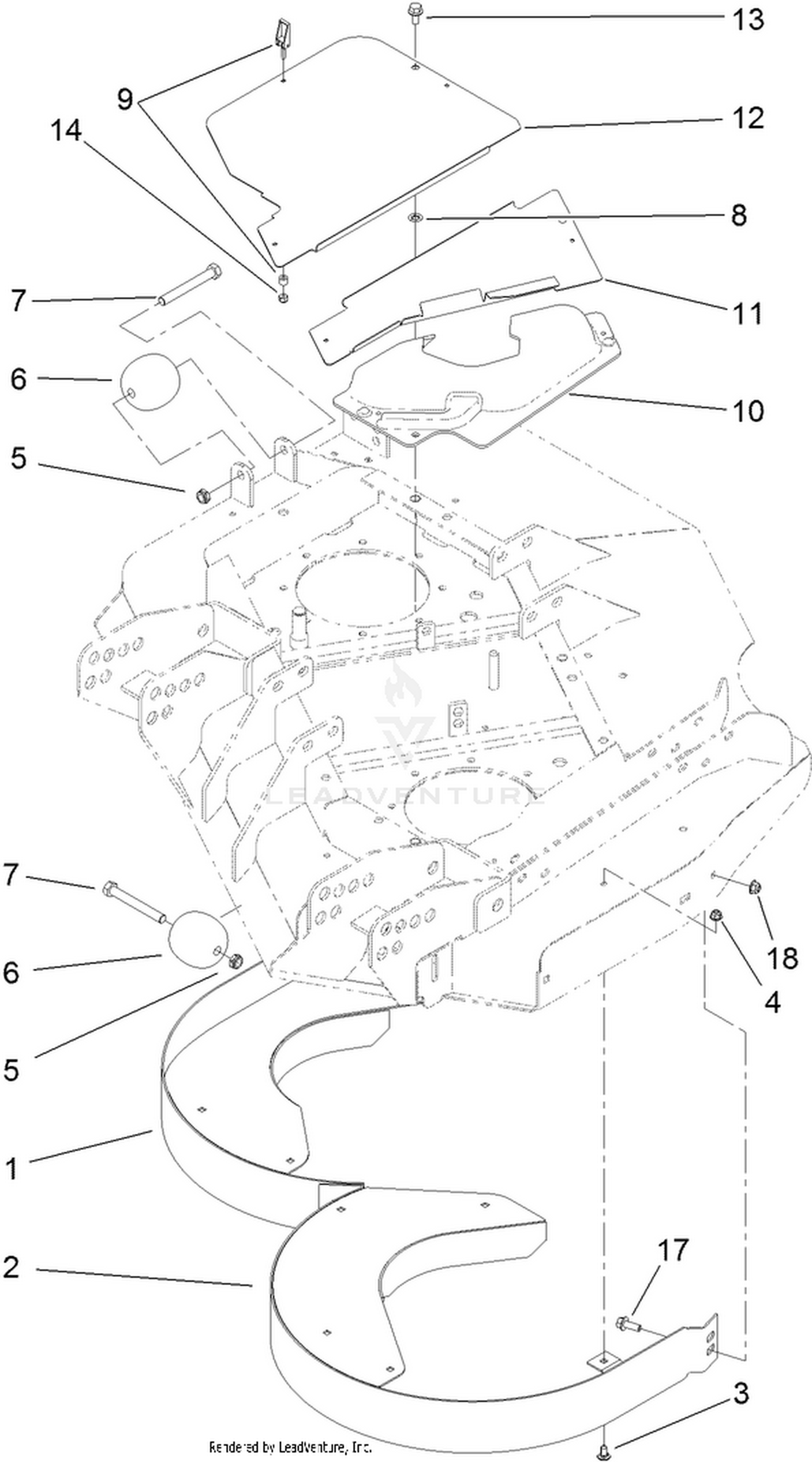 Left Deck Discharge Chamber and Cover Assembly