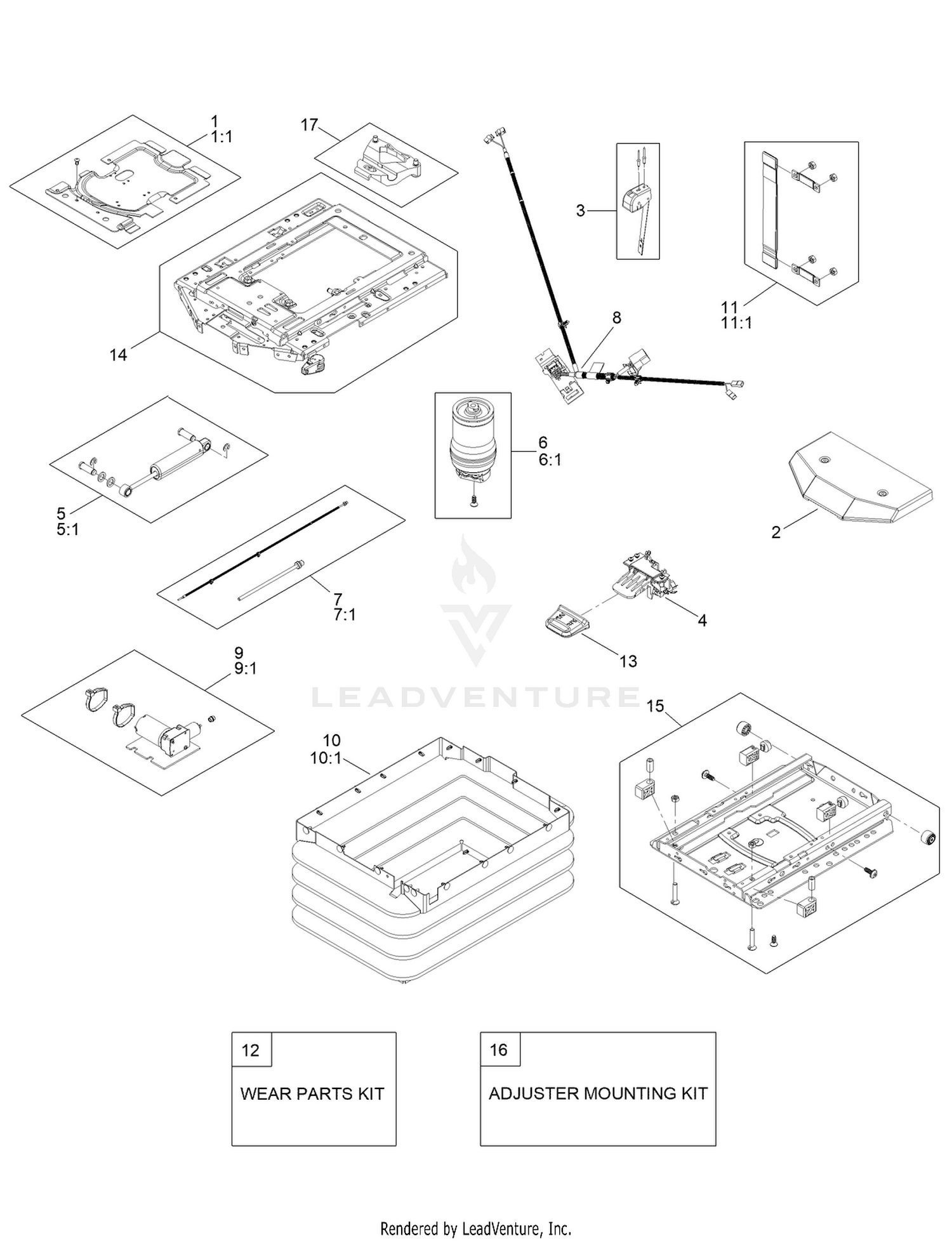 Air Ride Seat Suspension Assembly No. 130-2702