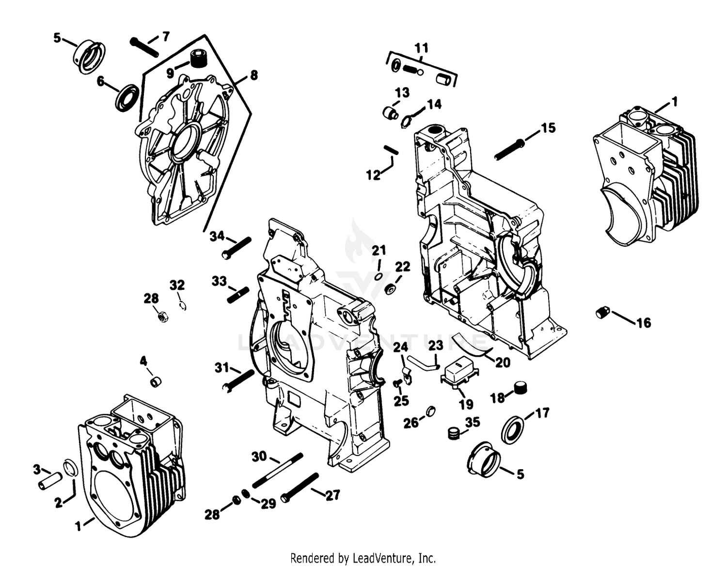 Crankcase Kohler Engine Model No. Kt17qs Type No. 24324