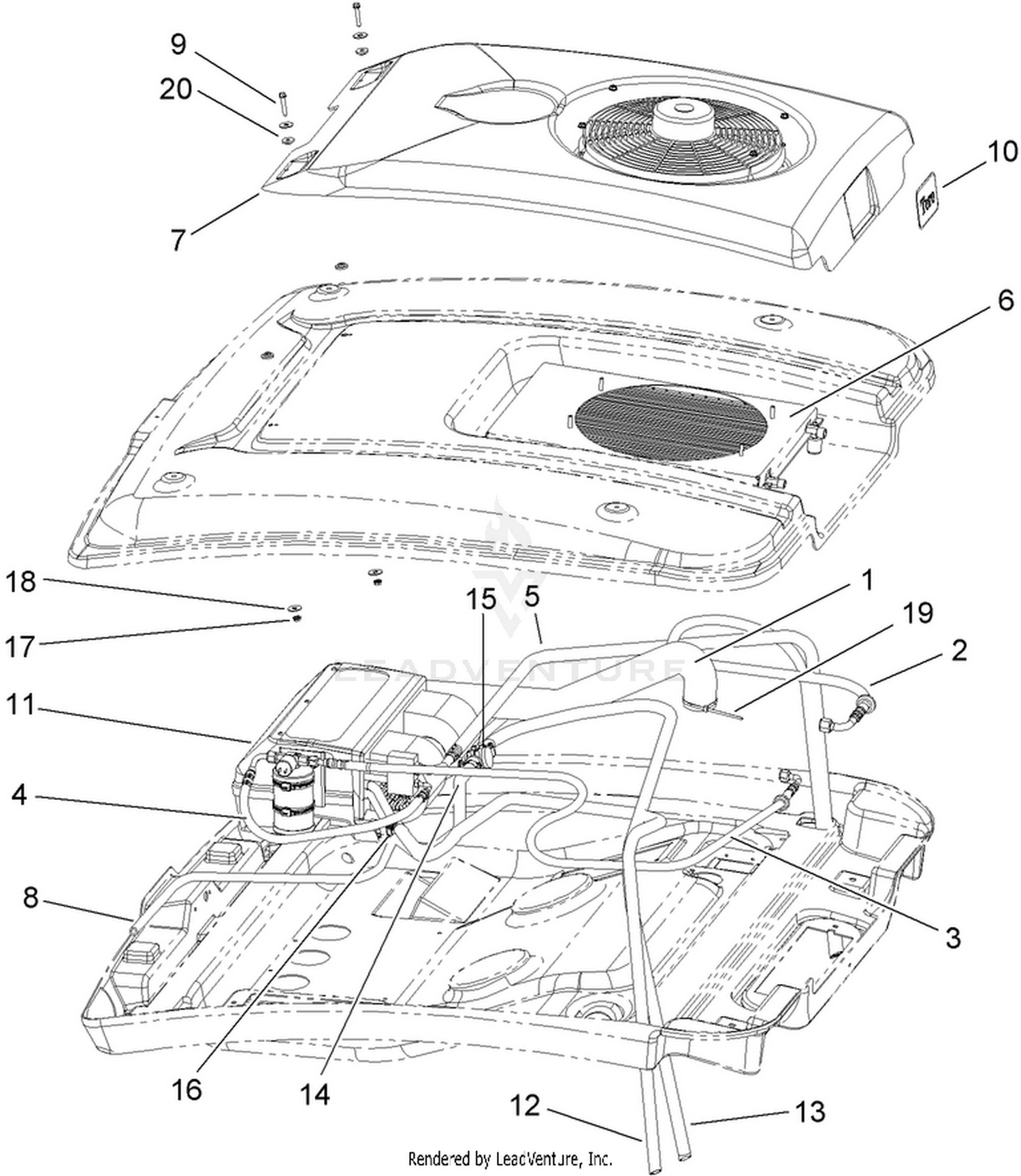 Roof and Hose  Cab Assembly