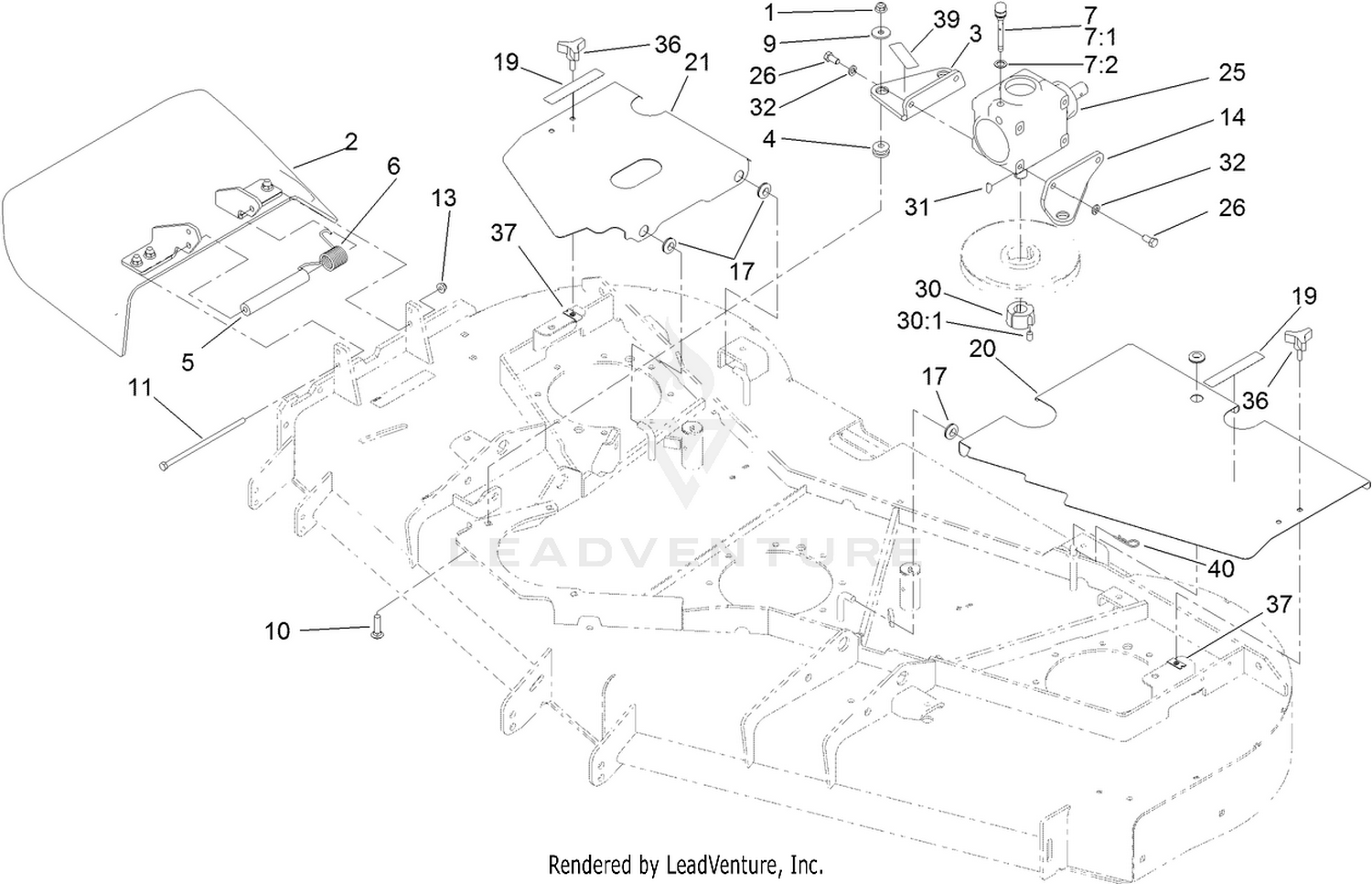 Belt Cover, Gearbox and Baffle Assembly