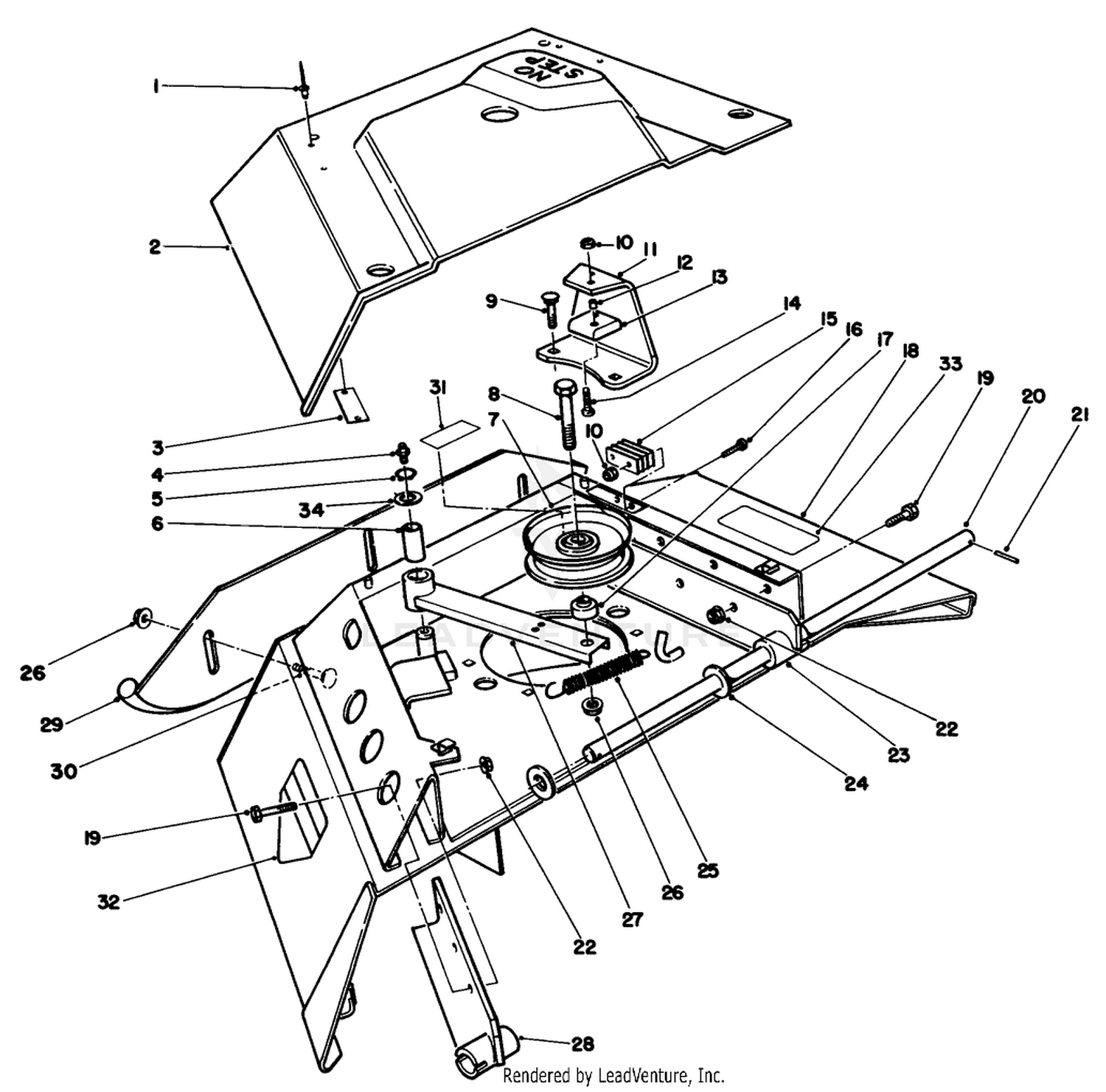 Center Deck Model No. 30592 Right Wing Assembly