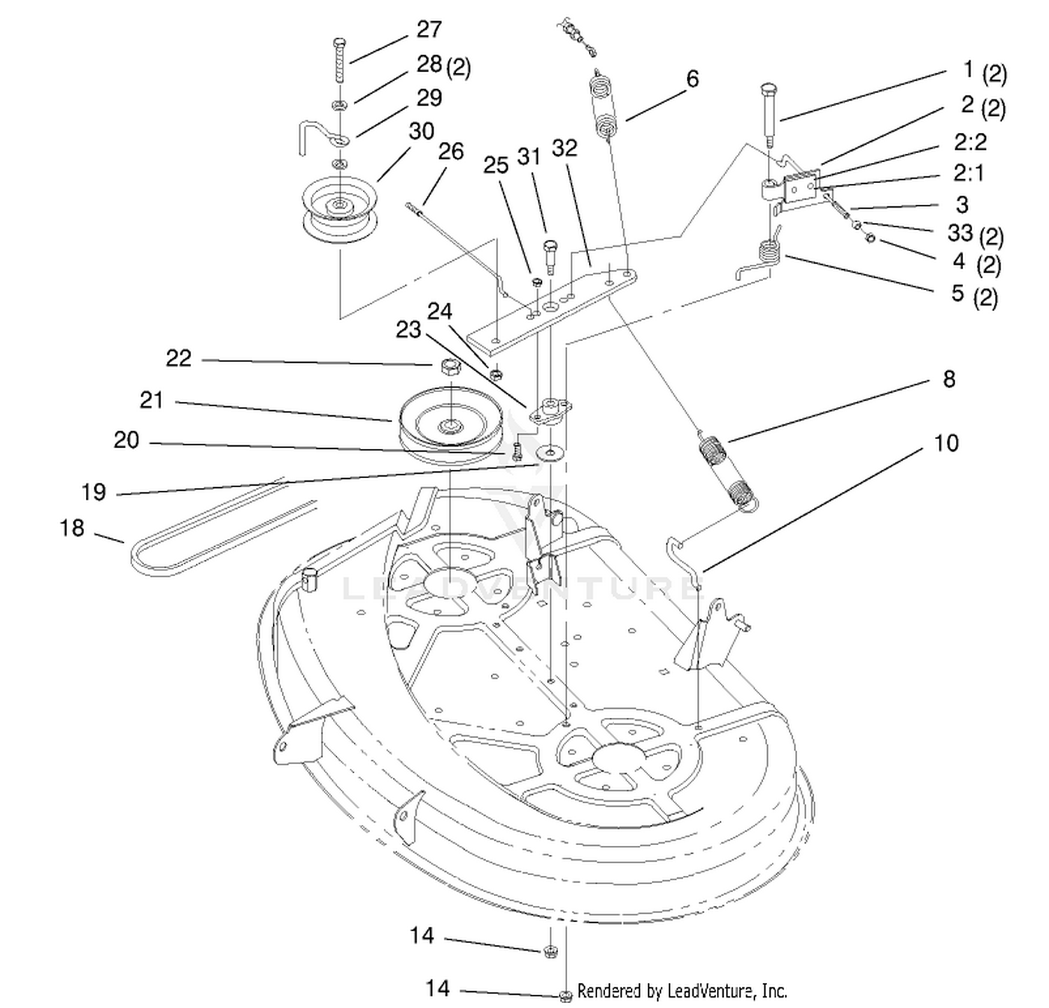 38" Deck Blade Drive  Braking Components Assembly