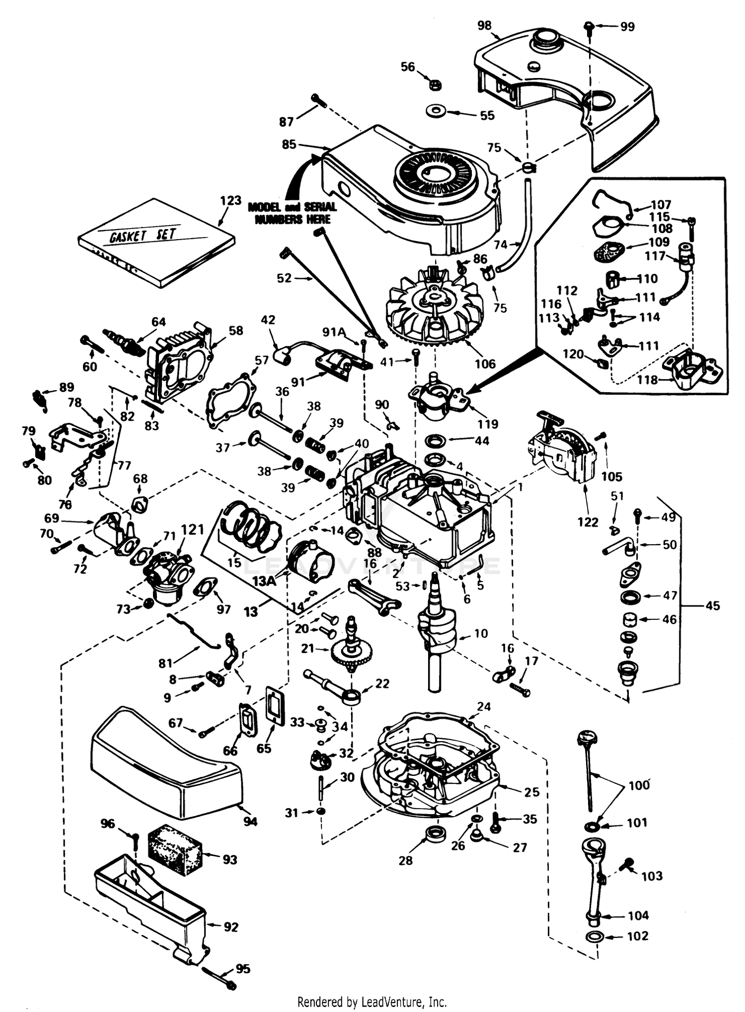 Engine Tecumseh Model No. Tnt 100-10081d