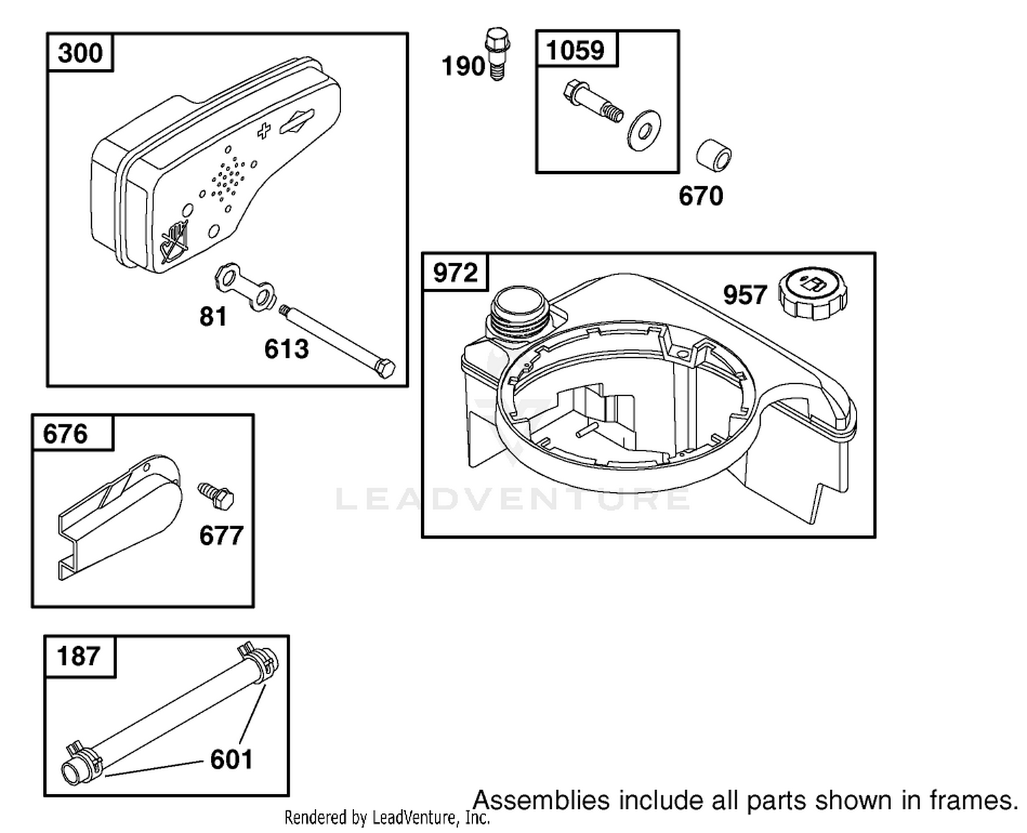 Muffler and Fuel Tank Assembly Briggs and Stratton Model 12F802-1770-B1