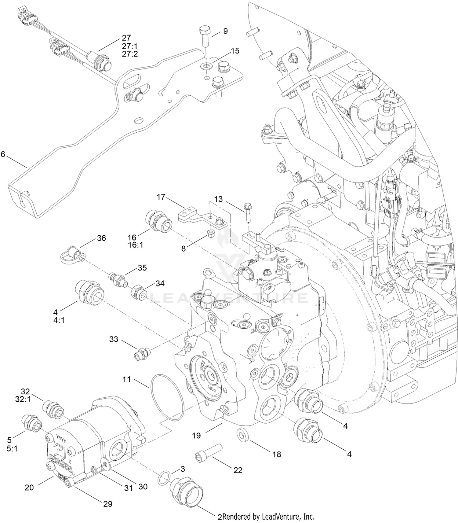 Transmission and Cutter Pump Assembly