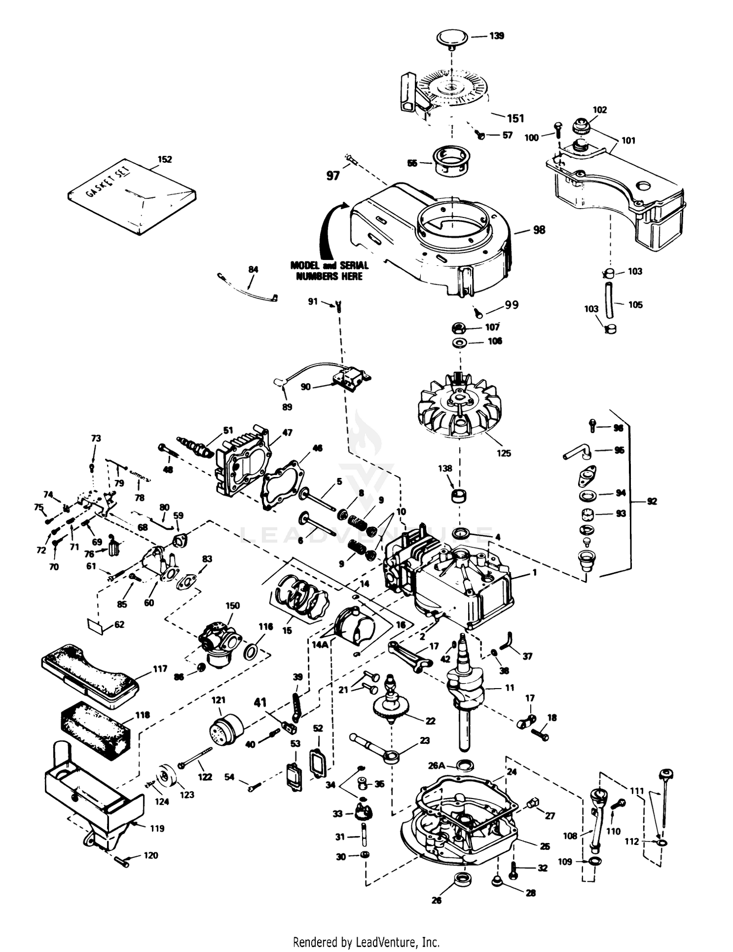 Engine Tecumseh Model No. Tvs100-44014a