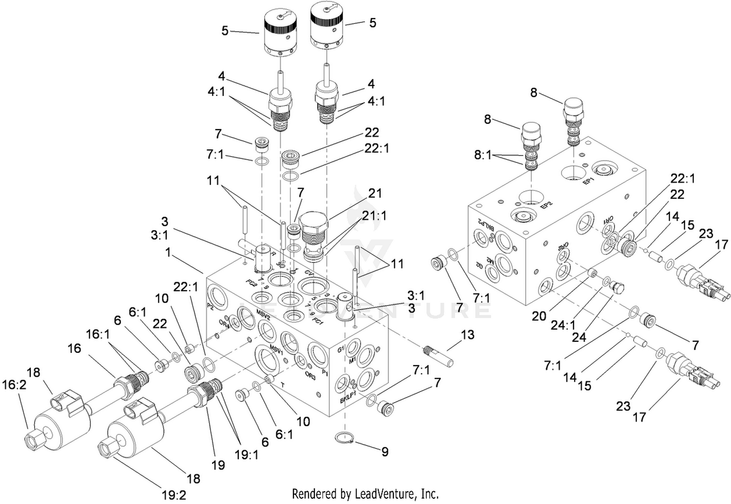 Hydraulic Manifold Block Assembly No. 108-1625