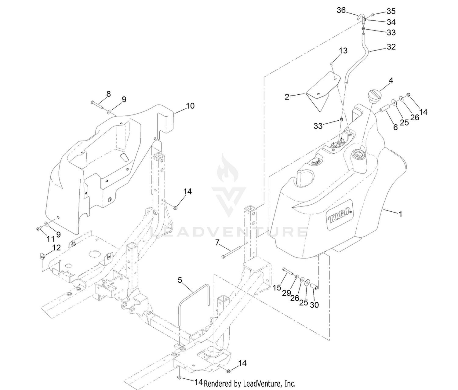 Fuel Tank and Control Panel Component Assembly