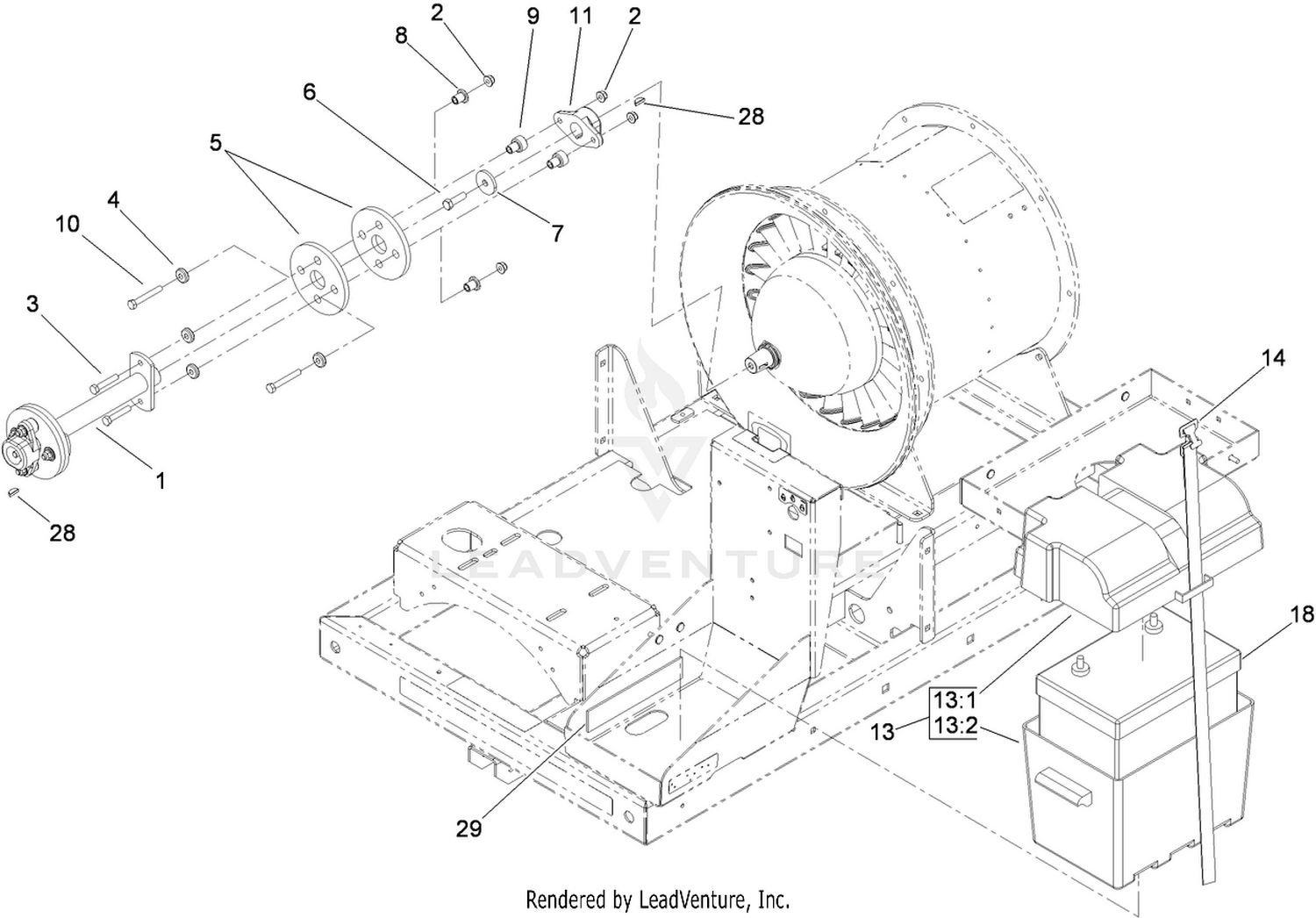 Clutch, Battery and Electrical Component Assembly