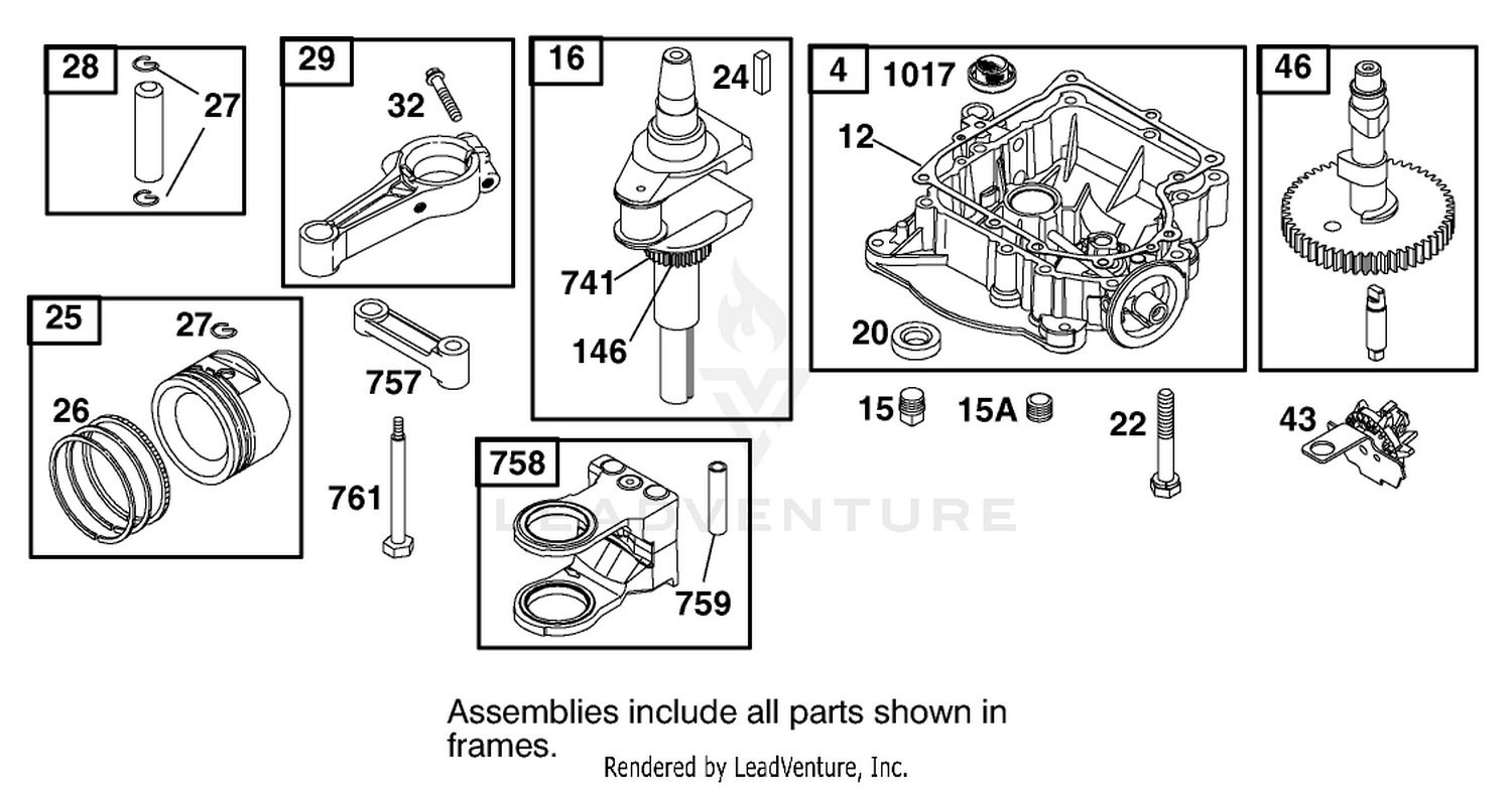 Crankcase Assembly Engine Briggs and Stratton Model 311777-0151-E1