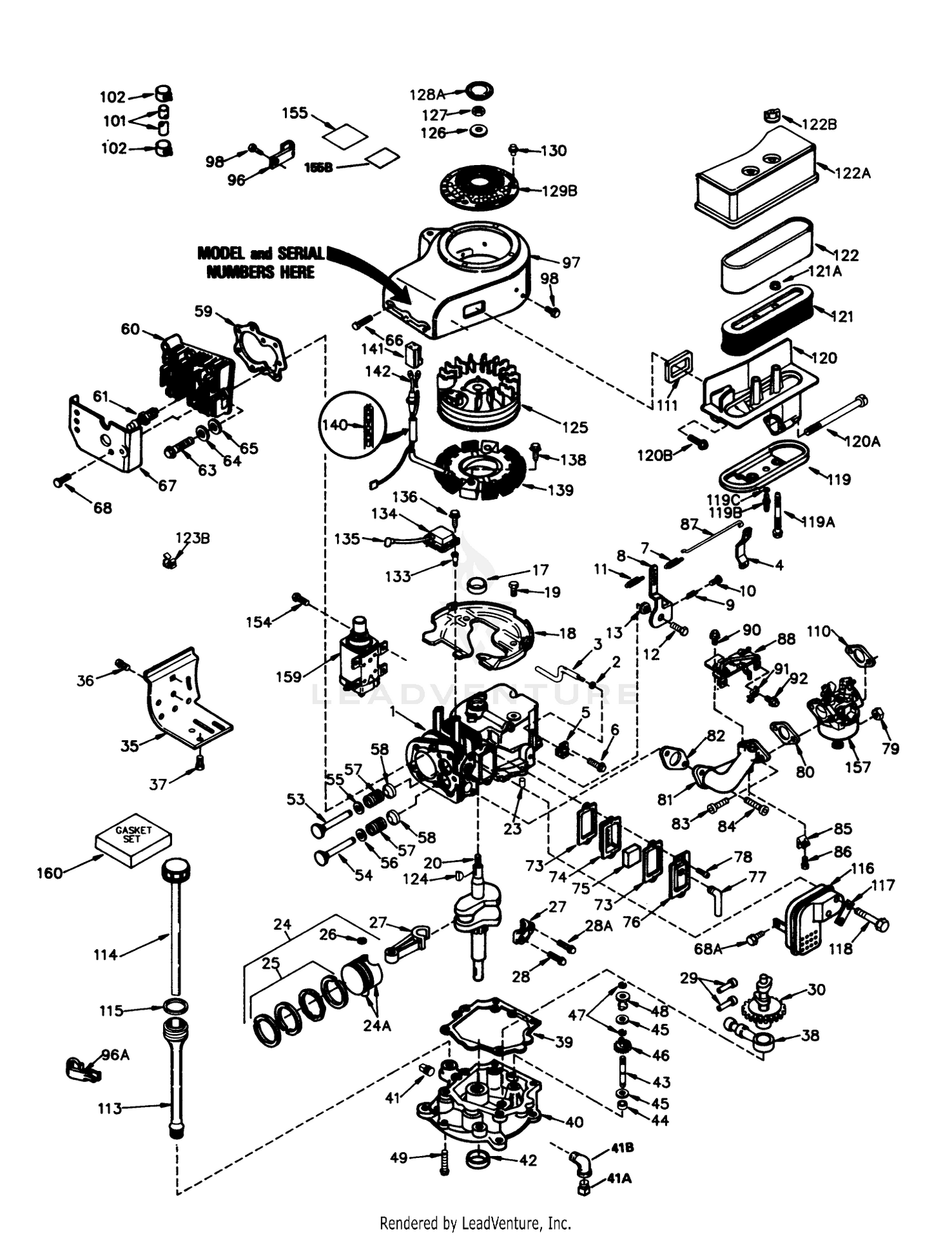 Engine Tecumseh Model No. Tvxl195-150218 (model 56127)