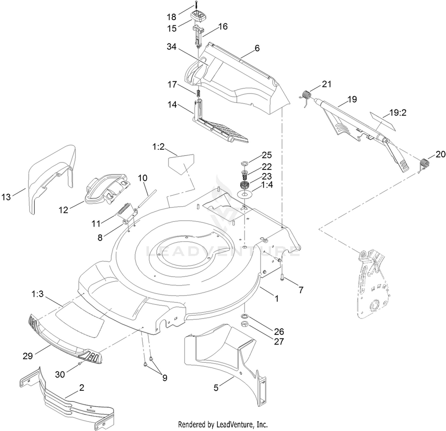 Deck, Side Chute and Rear Door Assembly