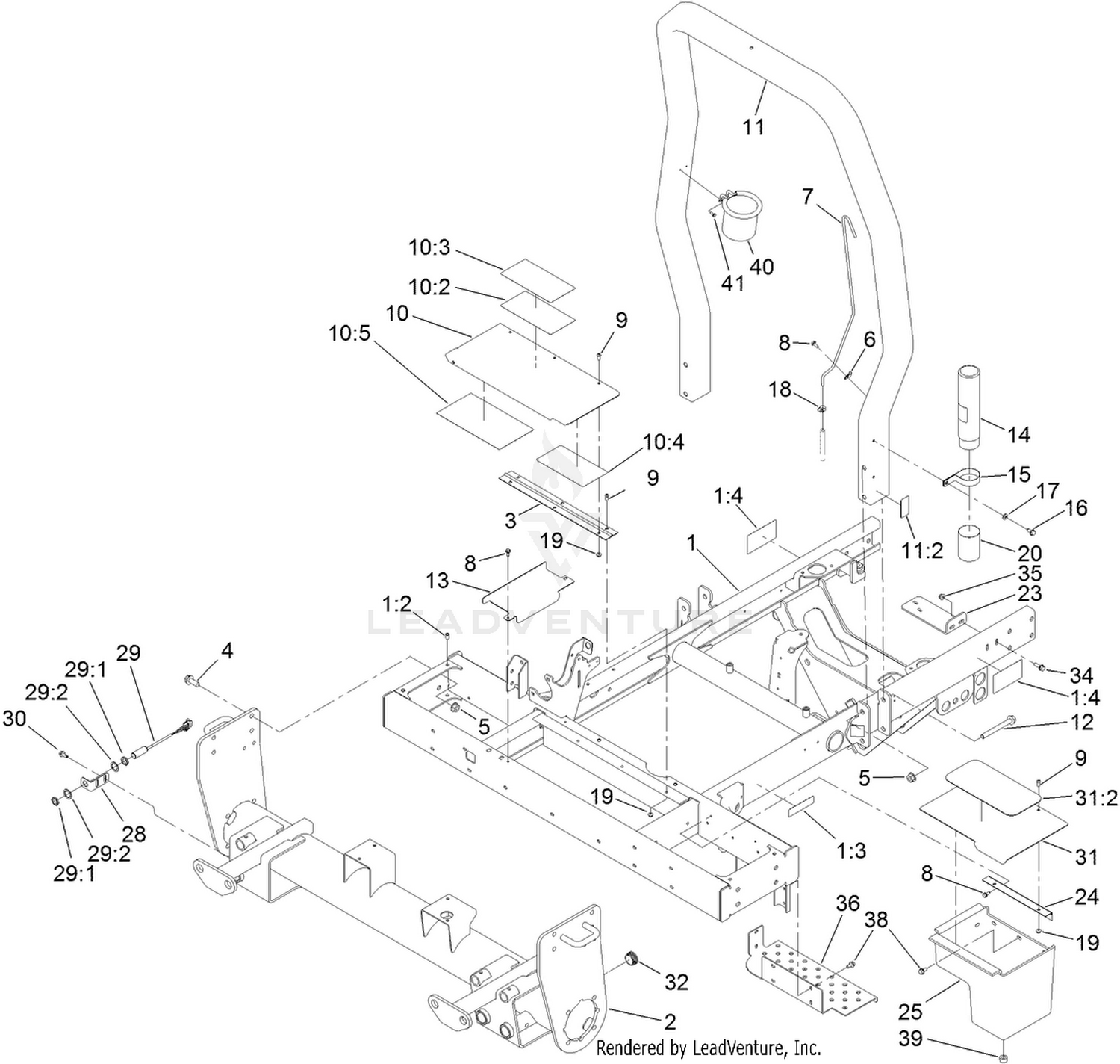 Frame, Front Axle and ROPS Assembly