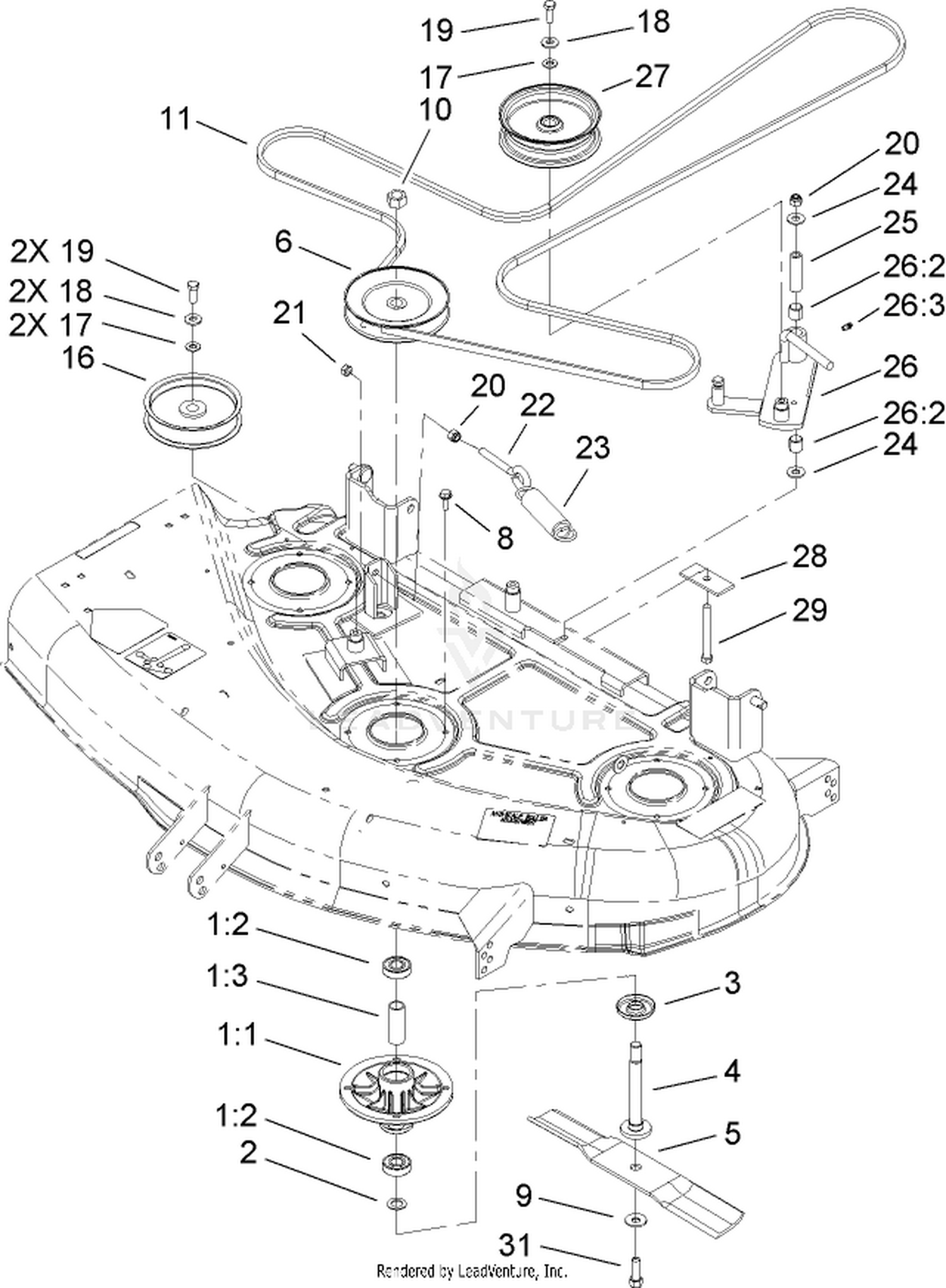 44in Deck Belt Drive Assembly