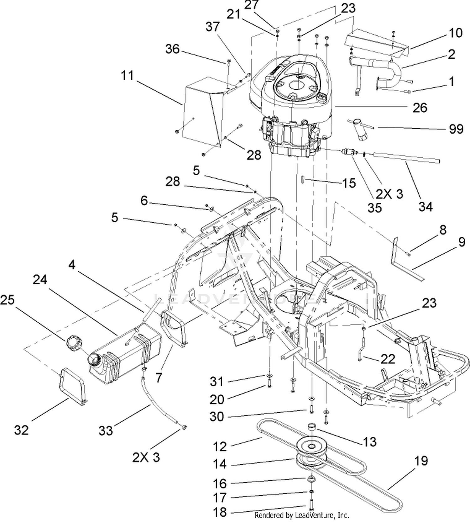 Engine and Fuel Tank Assembly
