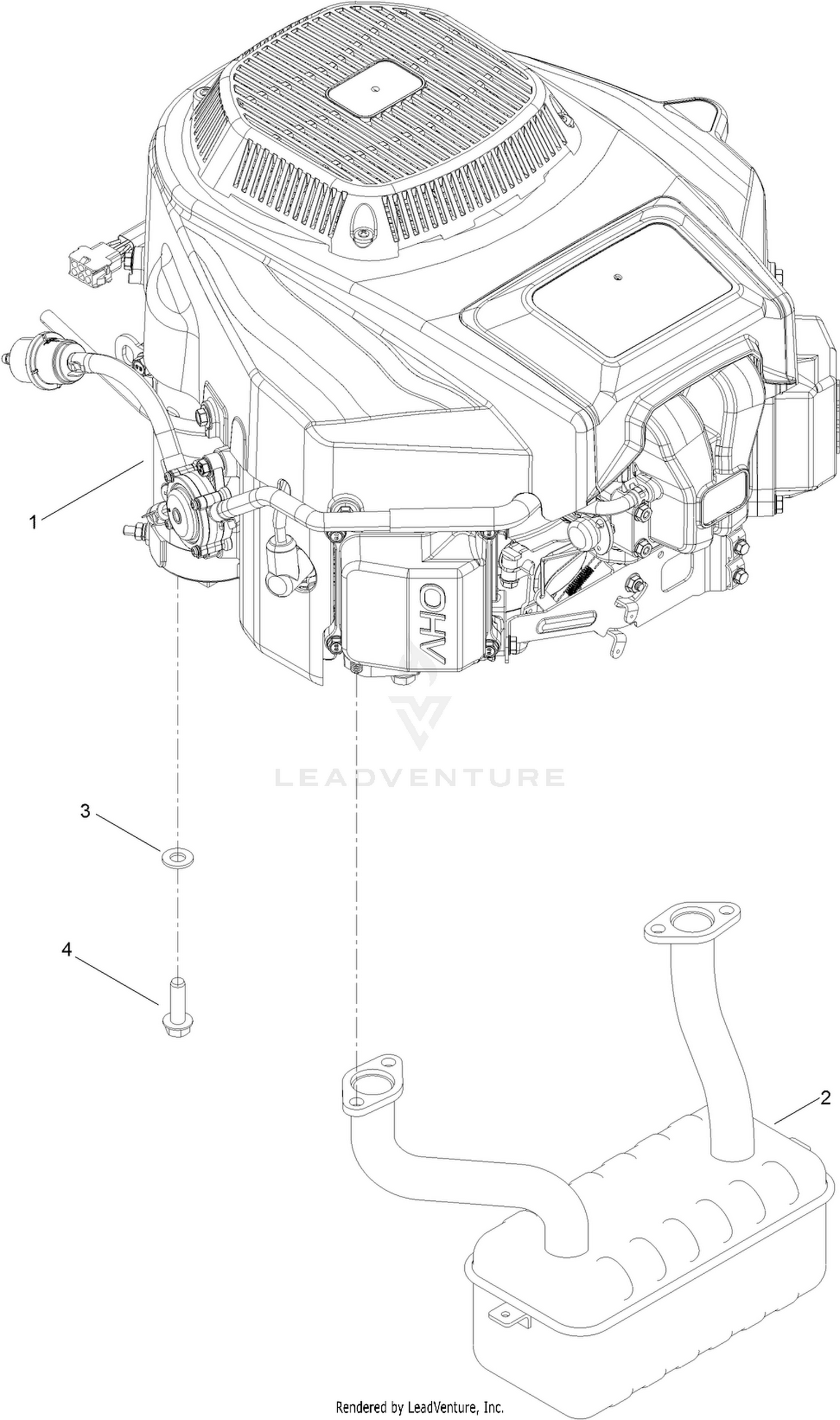 Engine and Muffler Assembly