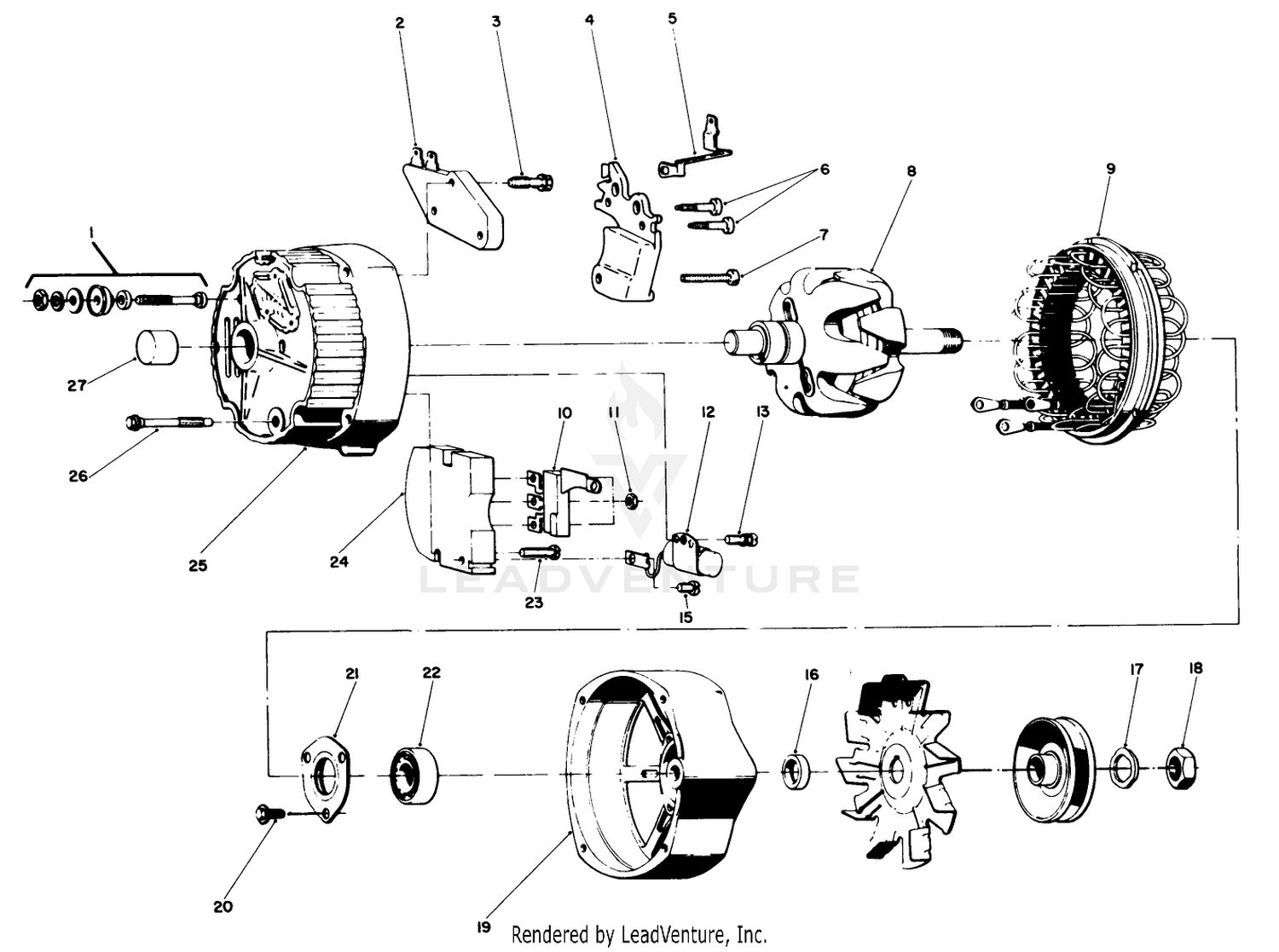 Cab Mounting Kit No. 70159 (continued) 63 Amp Alternator Assembly No. 47-5910