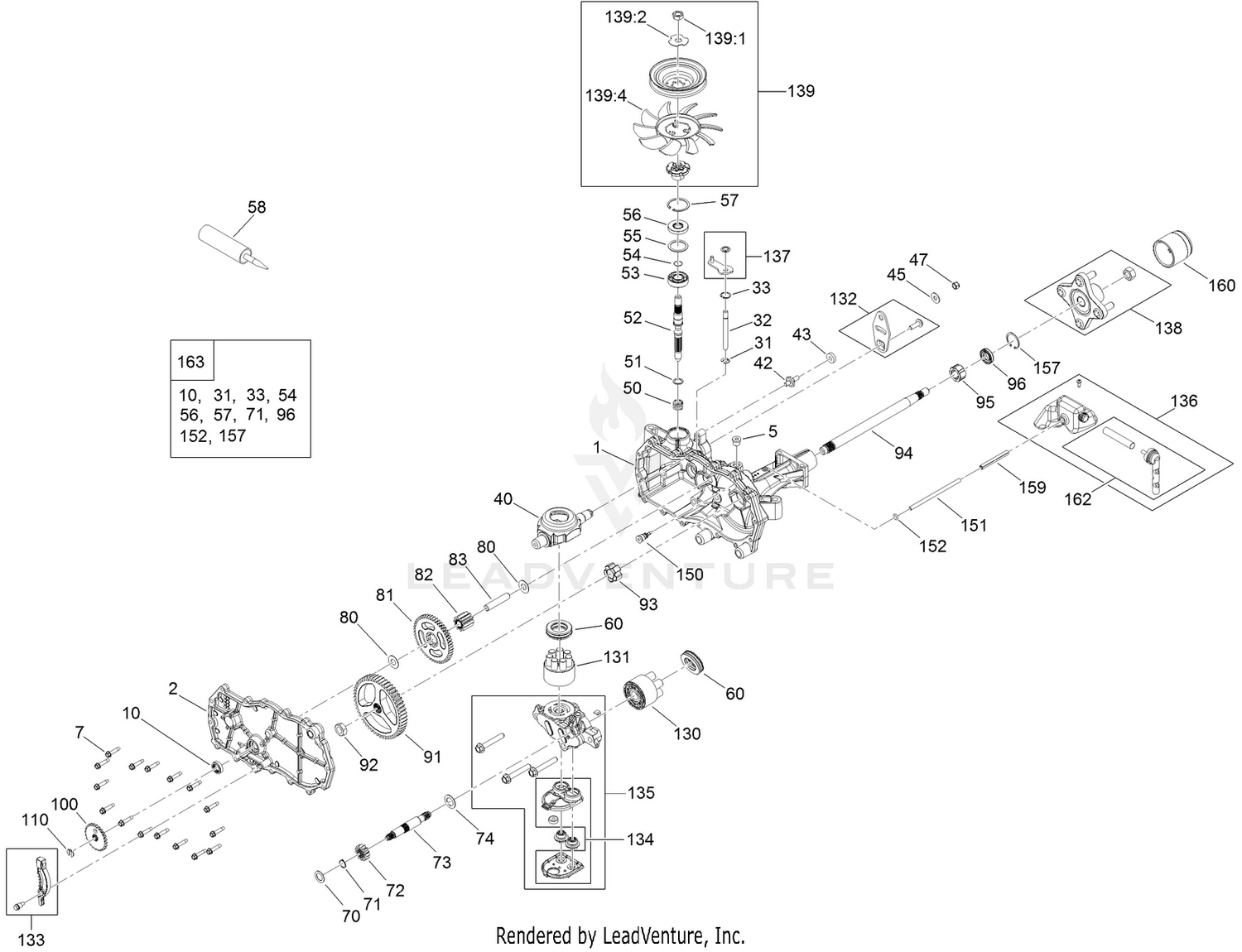 LH Hydro Transmission Assembly No. 139-7450