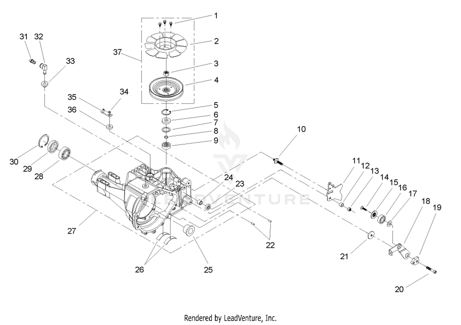 Housing and Fan Assembly  Transaxle Assembly No. 104-4310