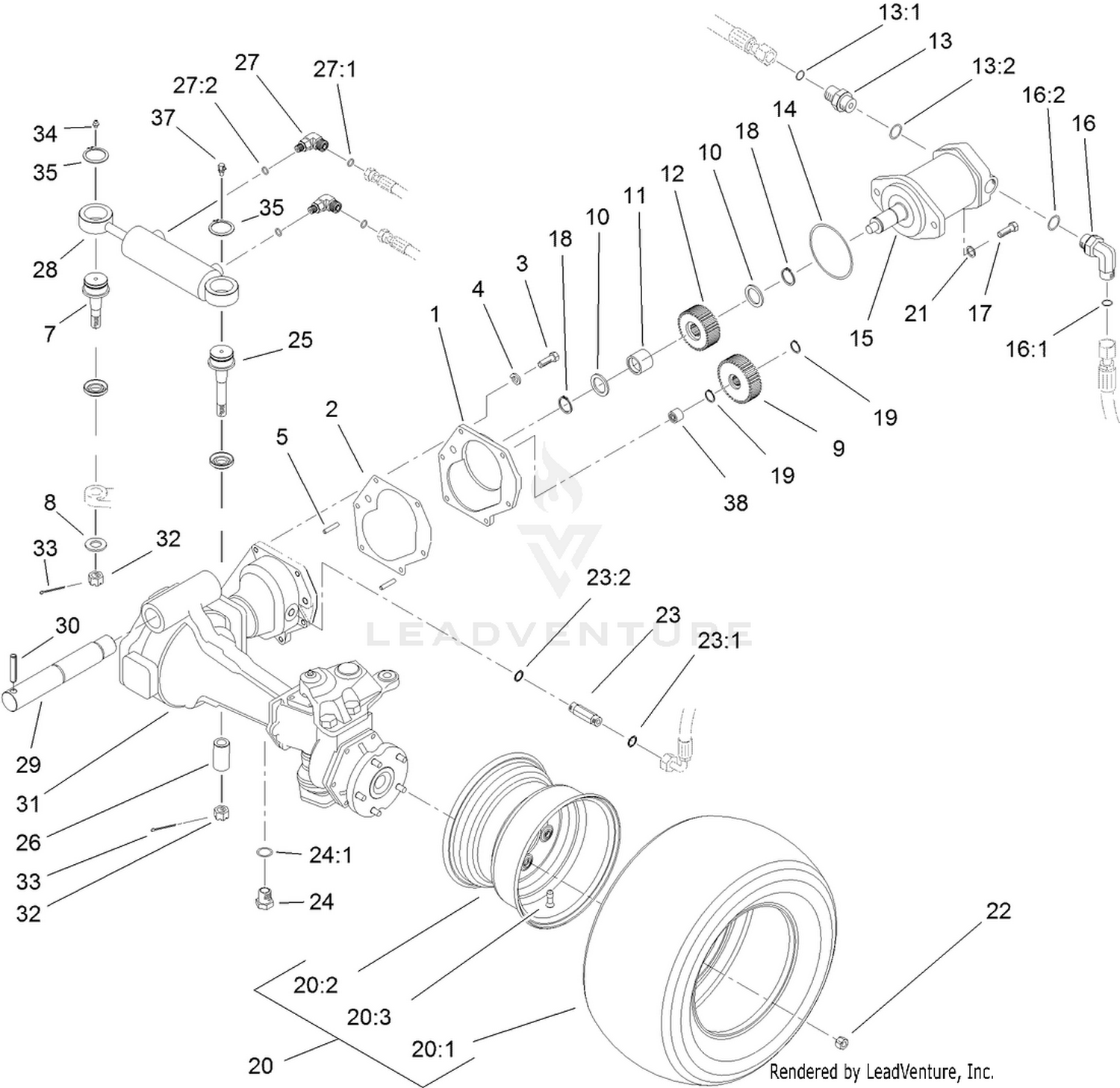 4-Wheel Drive Axle and Power Steering Assembly