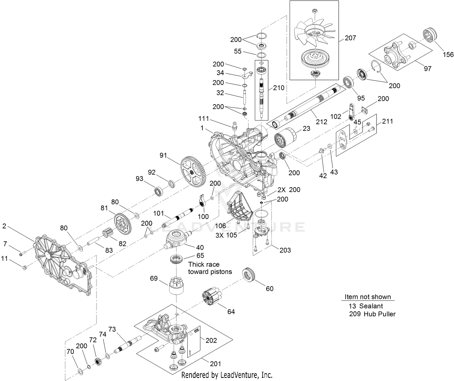 LH Hydro Transmission Assembly No. 119-8892