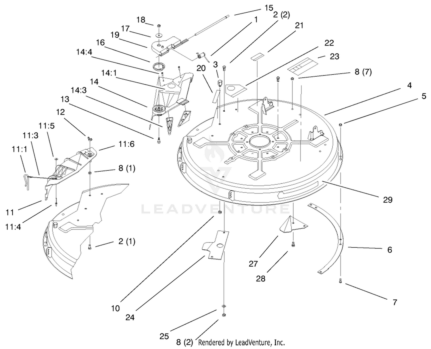 32" Deck Components Assembly