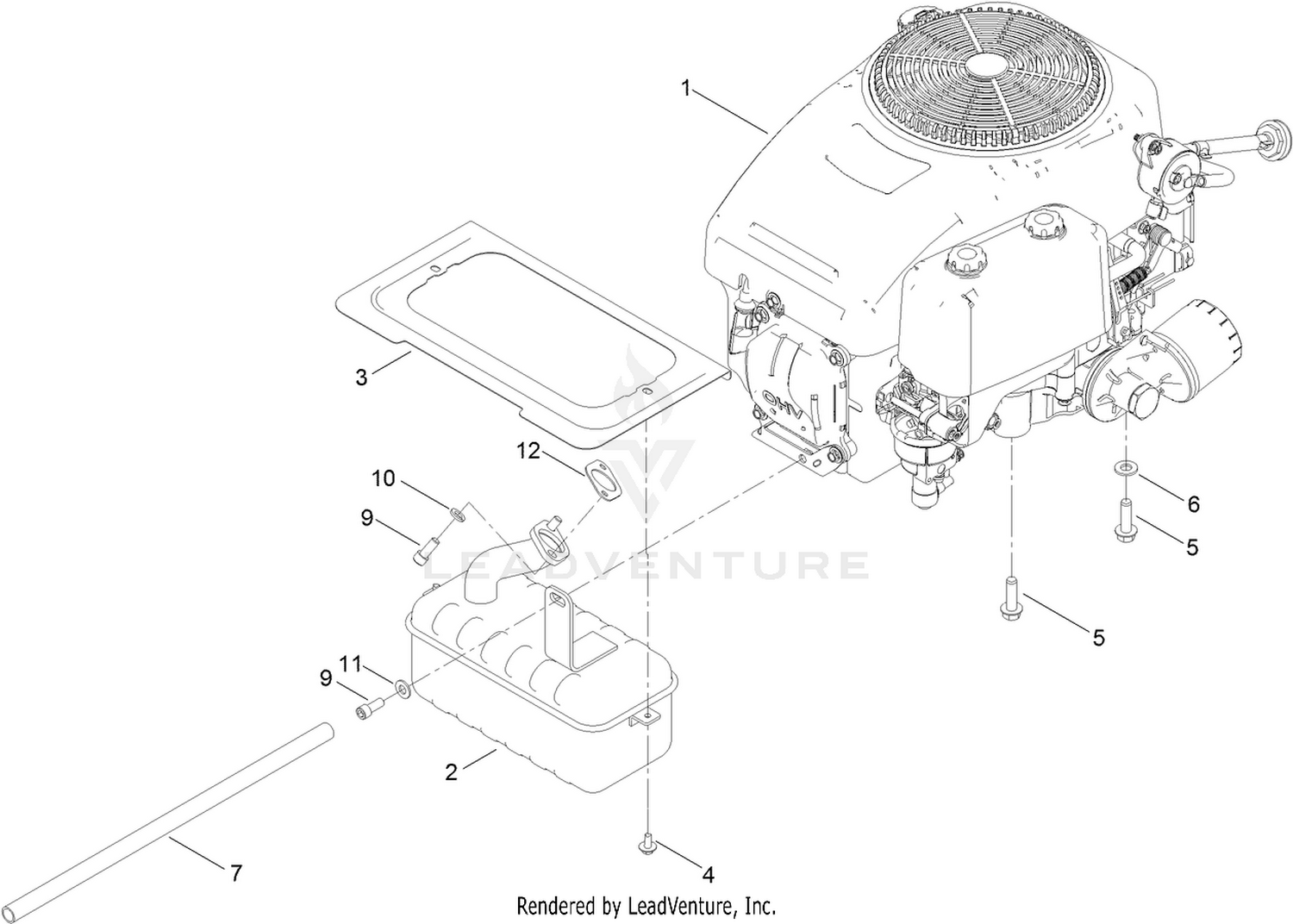 Engine and Muffler Assembly