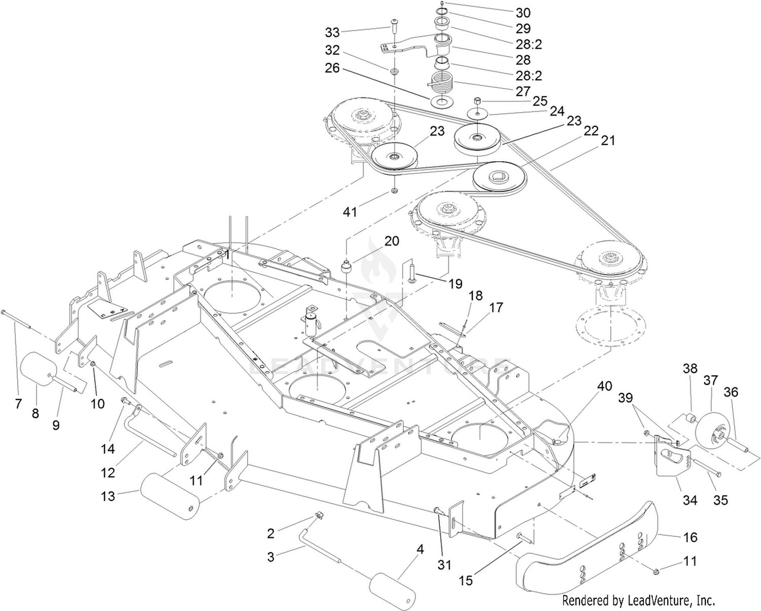 Deck, Belt and Pulley Assembly