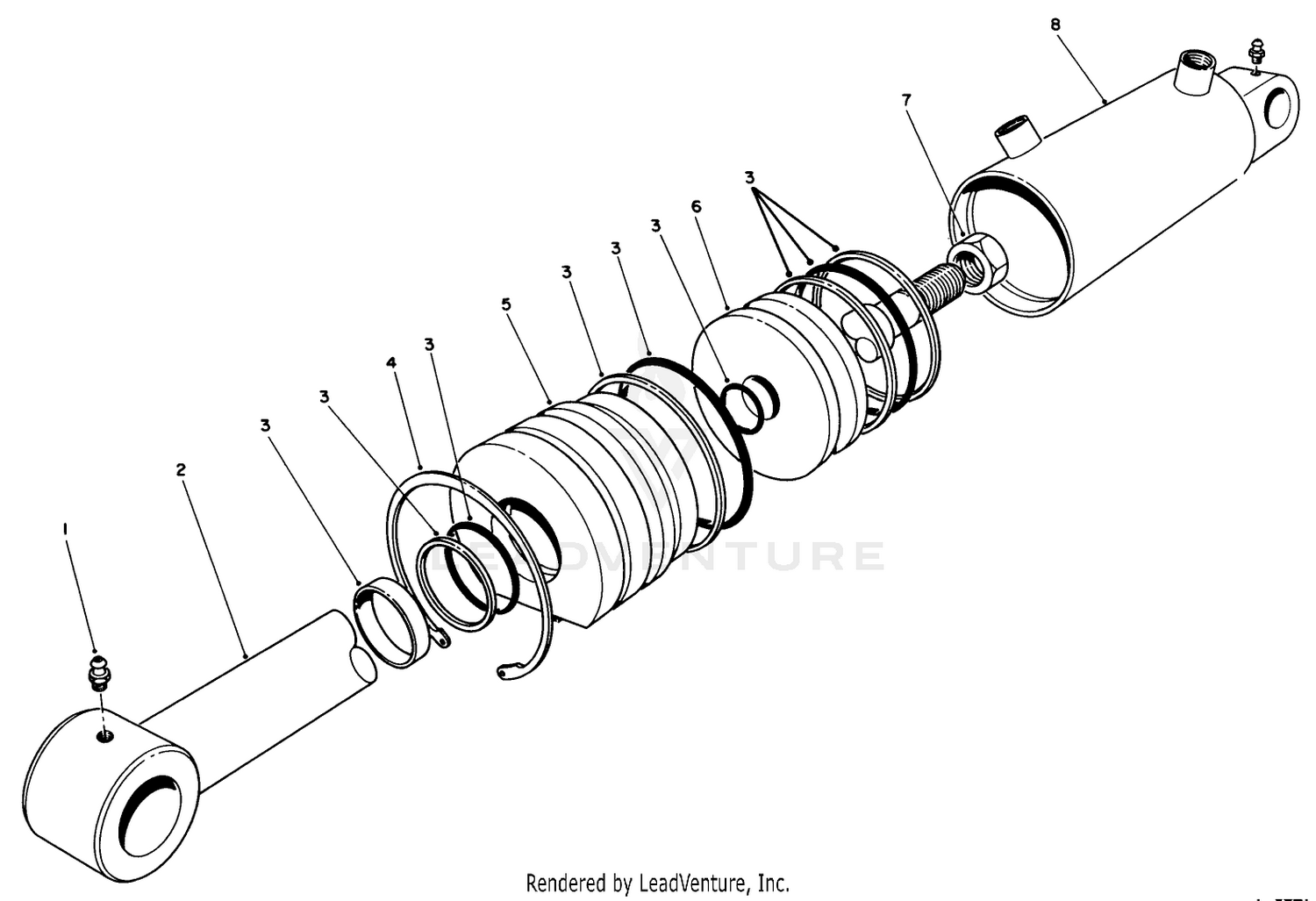 Hydraulic Llft Cylinder Assembly No. 66-1250 (3" Bore)