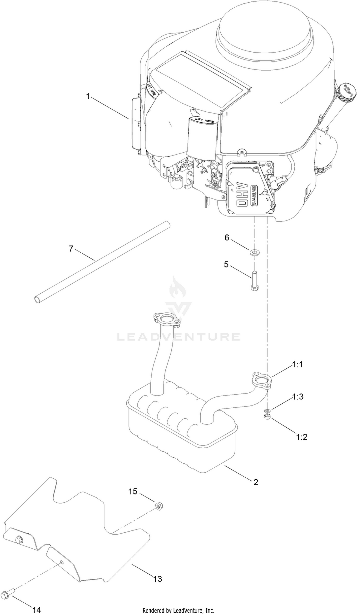 Engine and Muffler Assembly