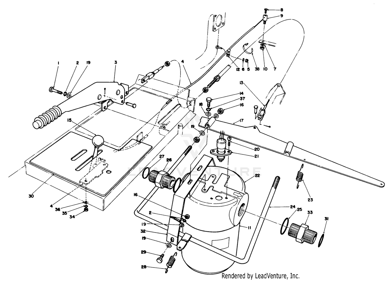 Parking Brake, Throttle  Oil Filter Assembly