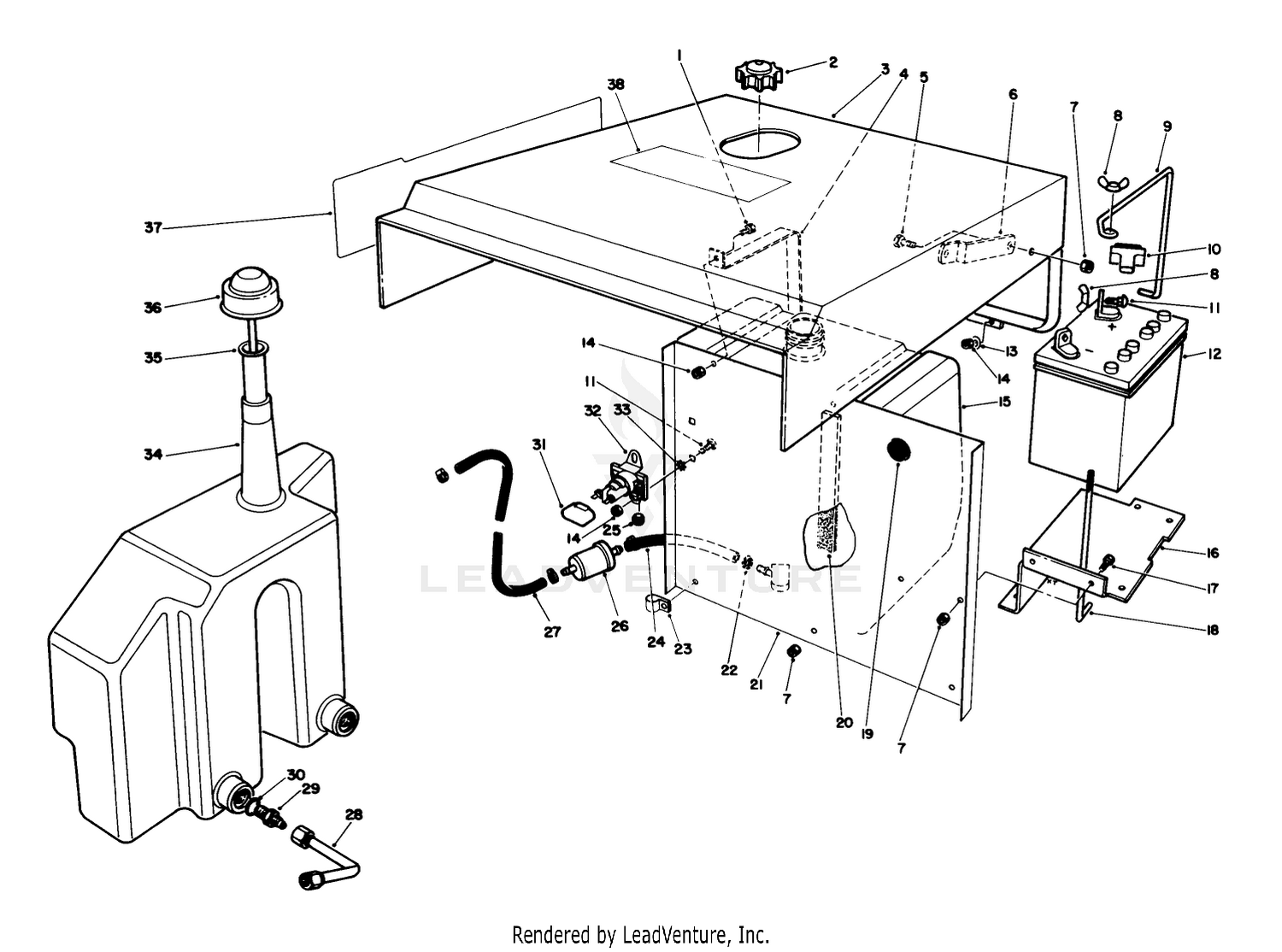Hood-Gas  Hydraulic Tank Assembly
