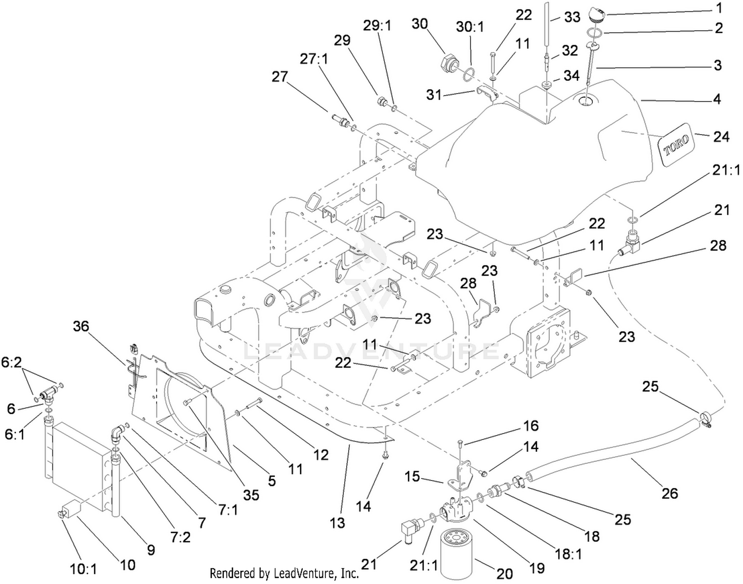 Hydraulic Tank, Filter and Cooler Assembly