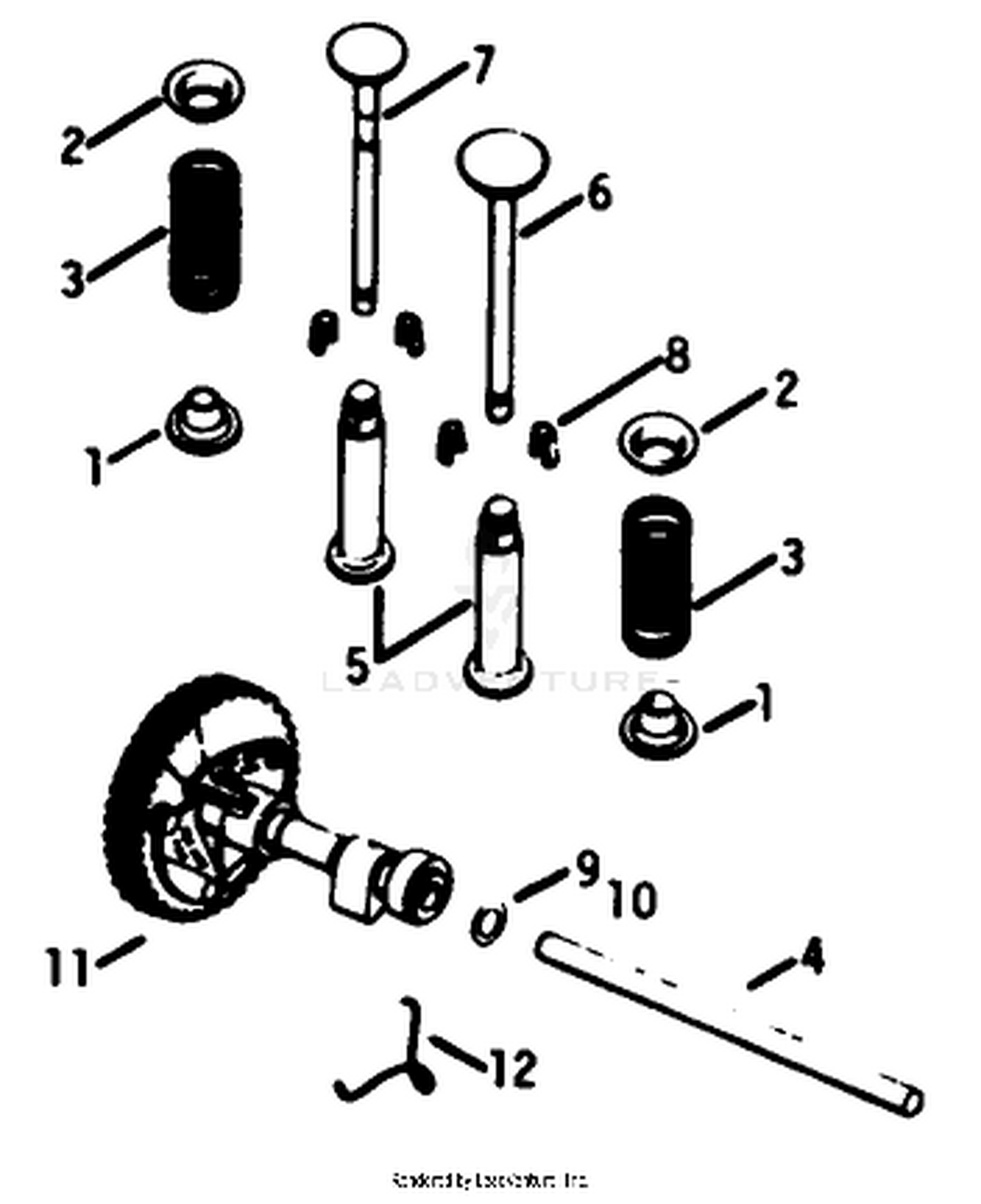 Camshaft  Valves-Engine Assembly Kohler Model K-321s Spec. No. 60407