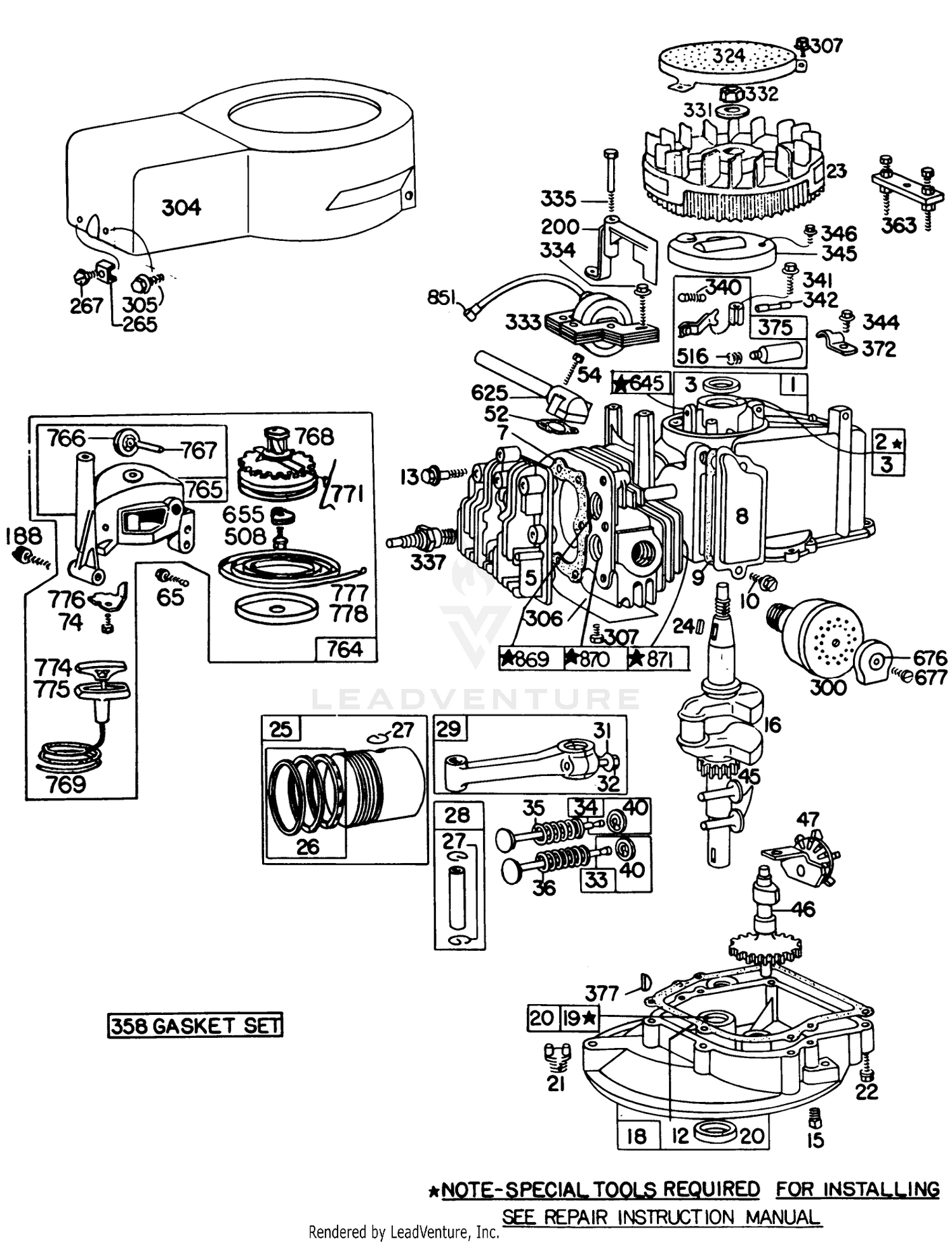 Briggs  Stratton Engine Model No. 92908-2054-01, Briggs  Stratton Engine Model No. 93508-0196-01