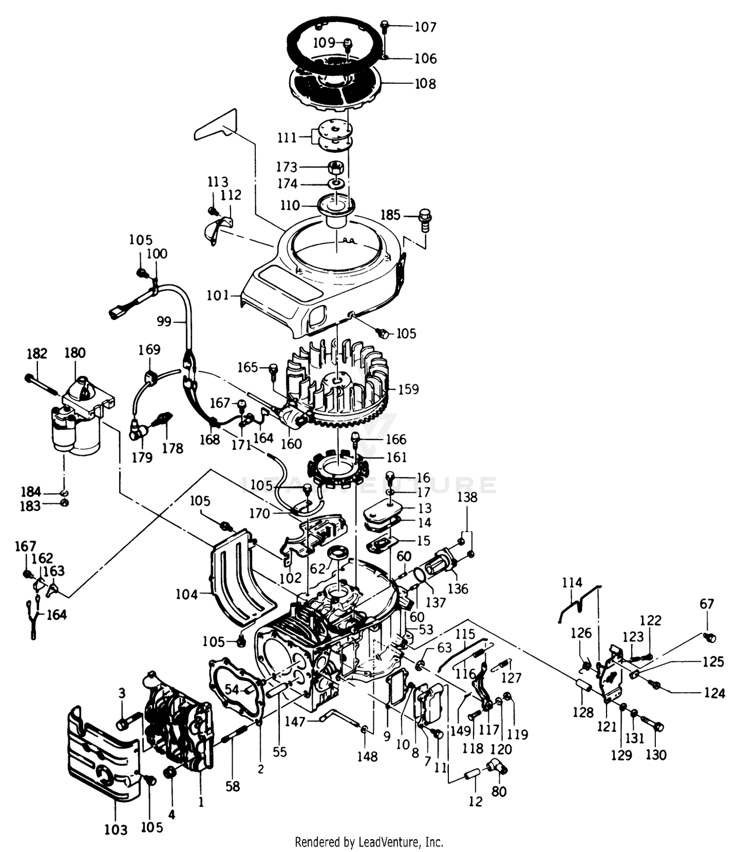 Cylinder, Flywheel, Covers  Linkage