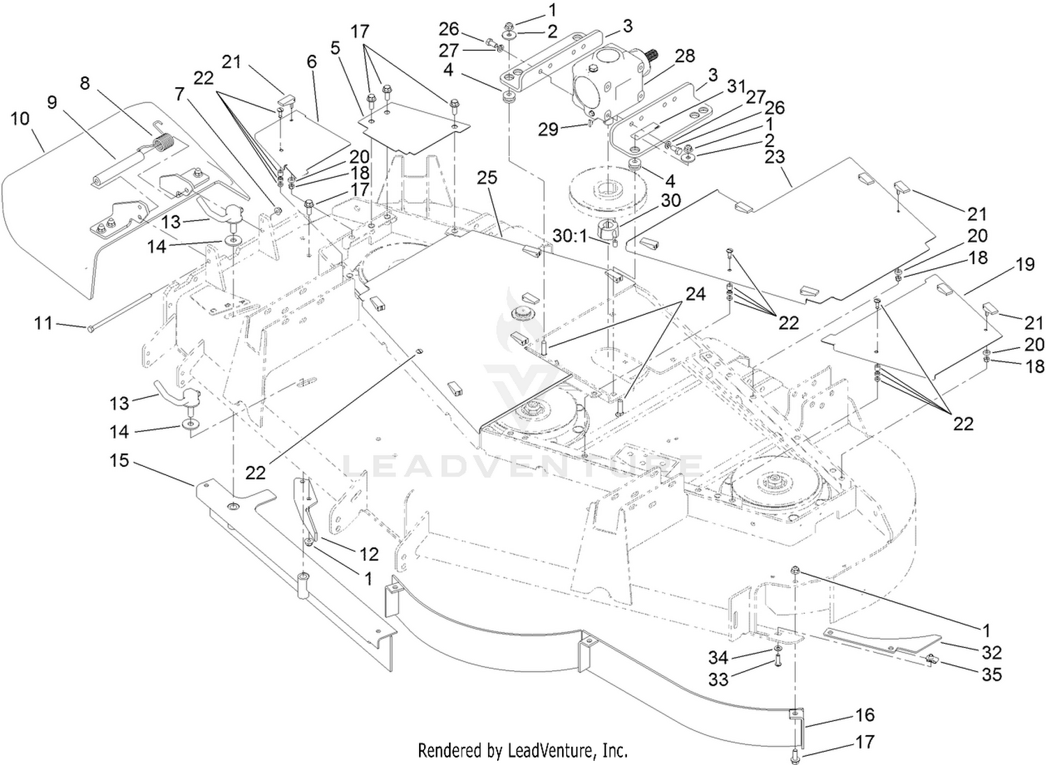 Cover, Gearbox and Baffle Assembly