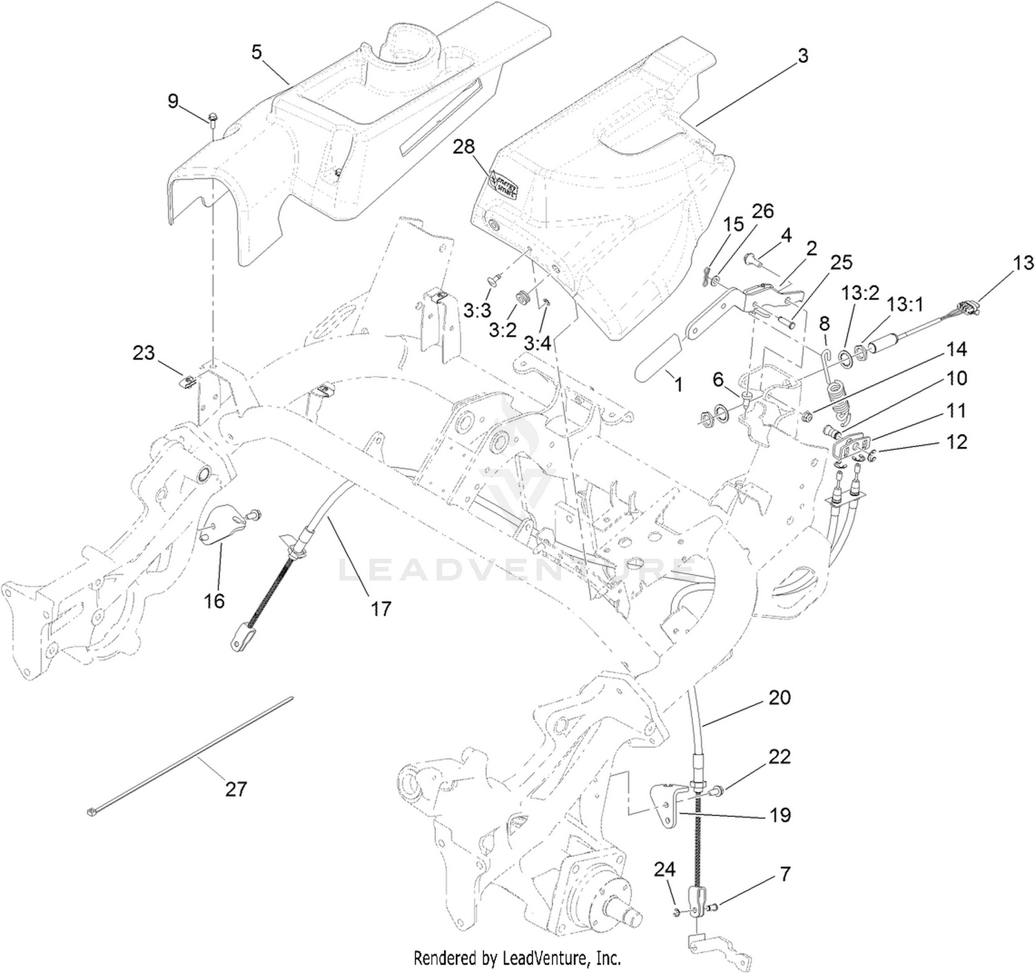 Brake Cable and Lever Assembly