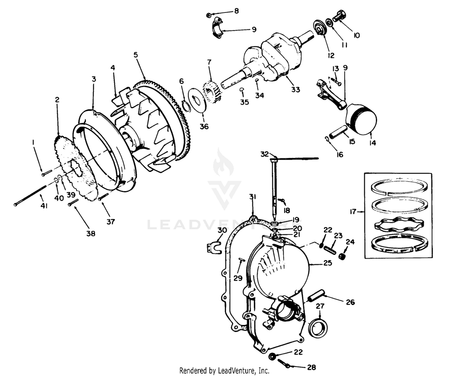 Engine, Onan Model No. B48g-Ga020 Type No. 4348g Crankshaft And Flywheel